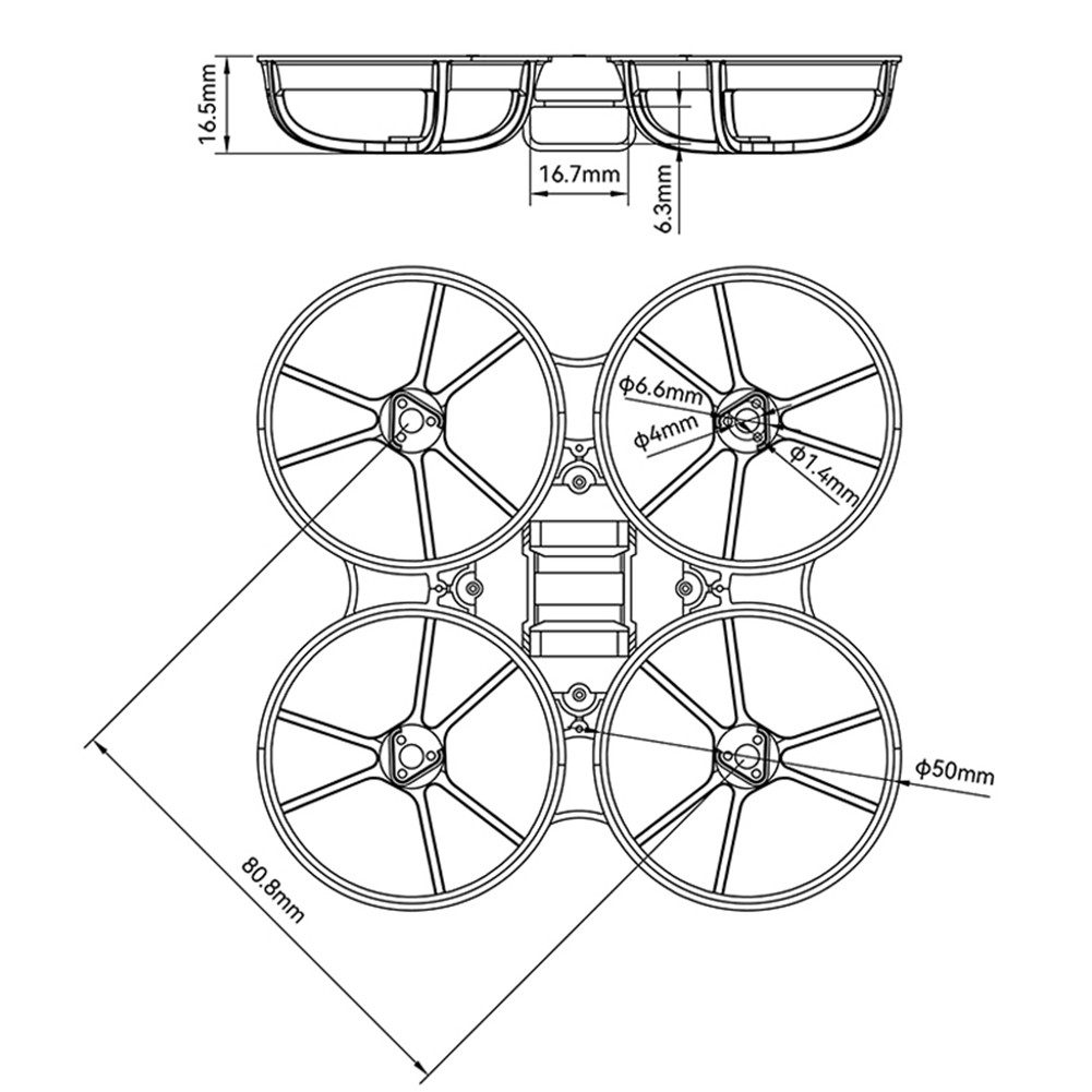 For Meteor75 Pro FPV Drone Frame 1S Micro-Brushless Meteor 75 Pro FPV5034