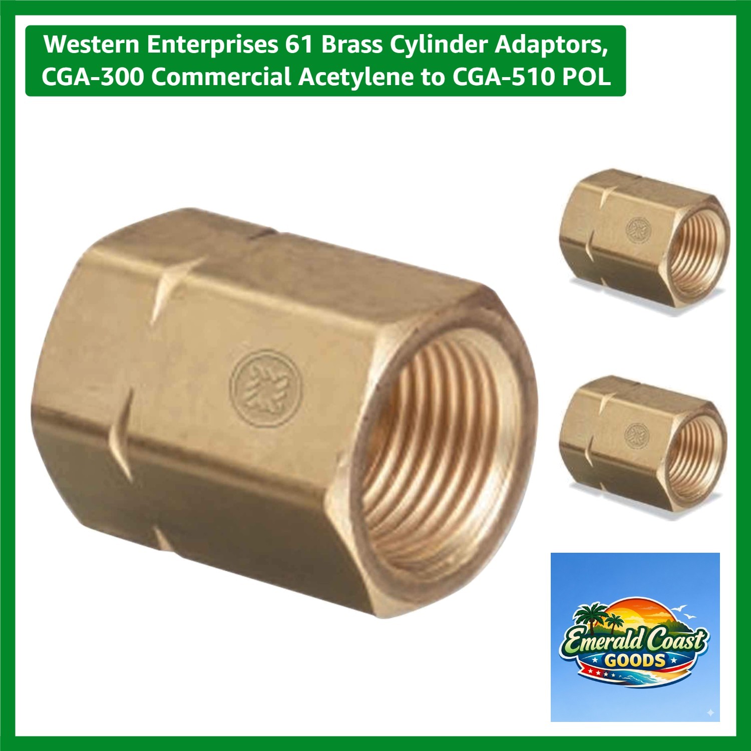 Reliable CGA-300 to CGA-510 Brass Cylinder Adaptors - Lightweight & Durable