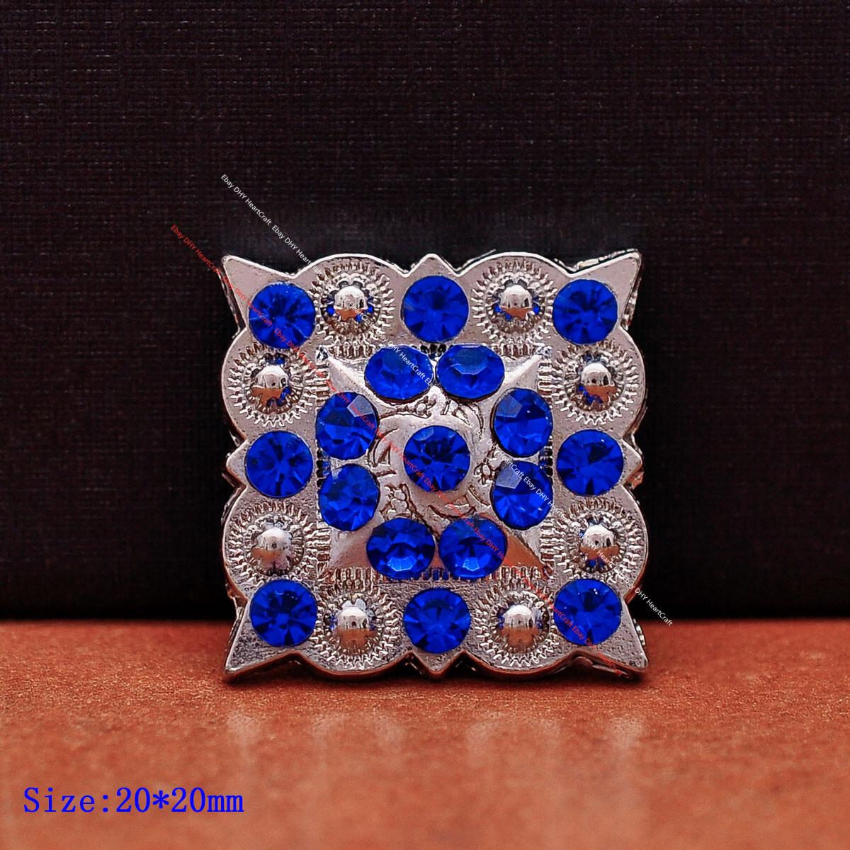 10X SILVER BLUE CRYSTAL LEATHERCRAFT WESTERN SQUARE BERRY HALTER BELT BAG CONCHO