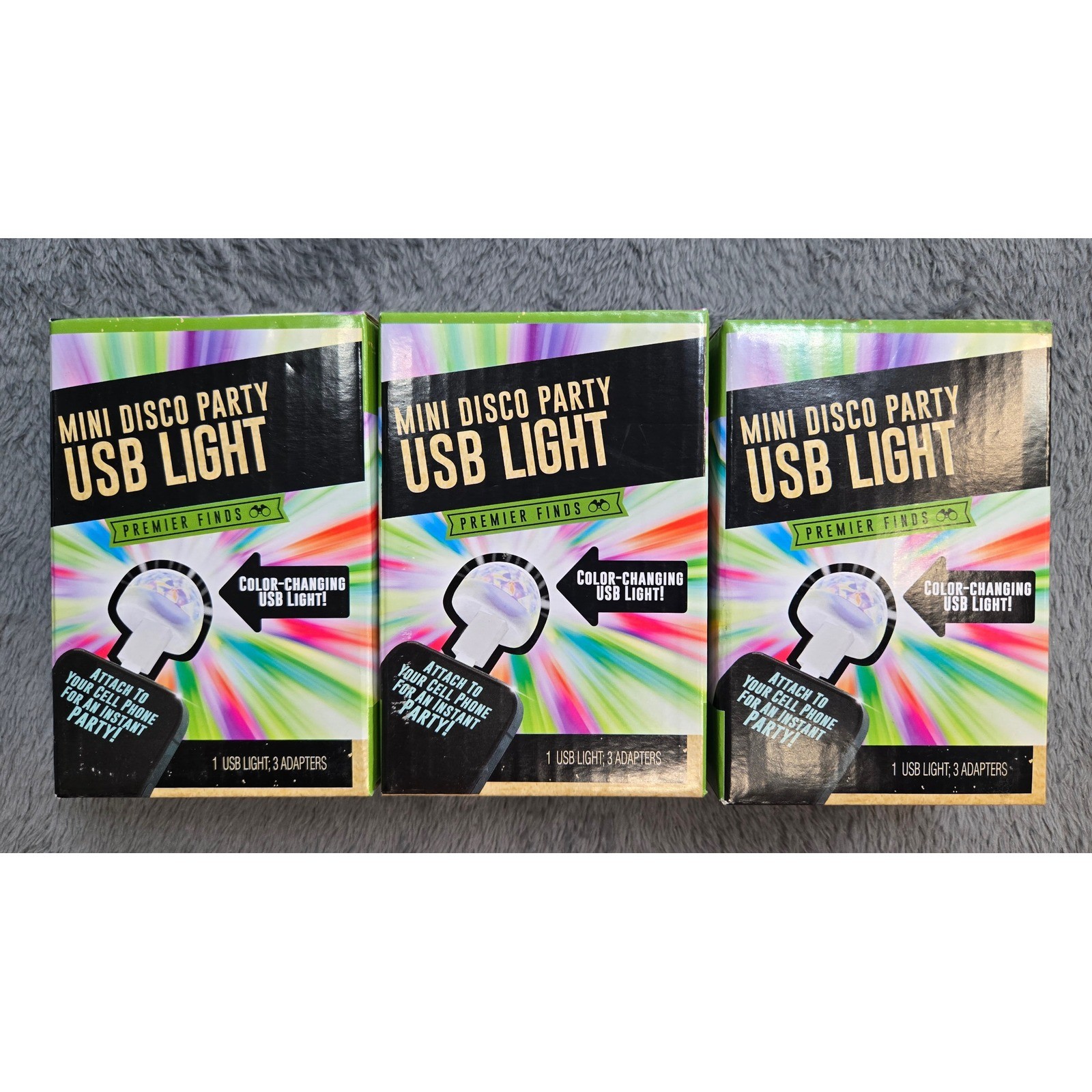 Mini Disco Party USB Light Color Changing Cell Phone Plug In 3 Pack