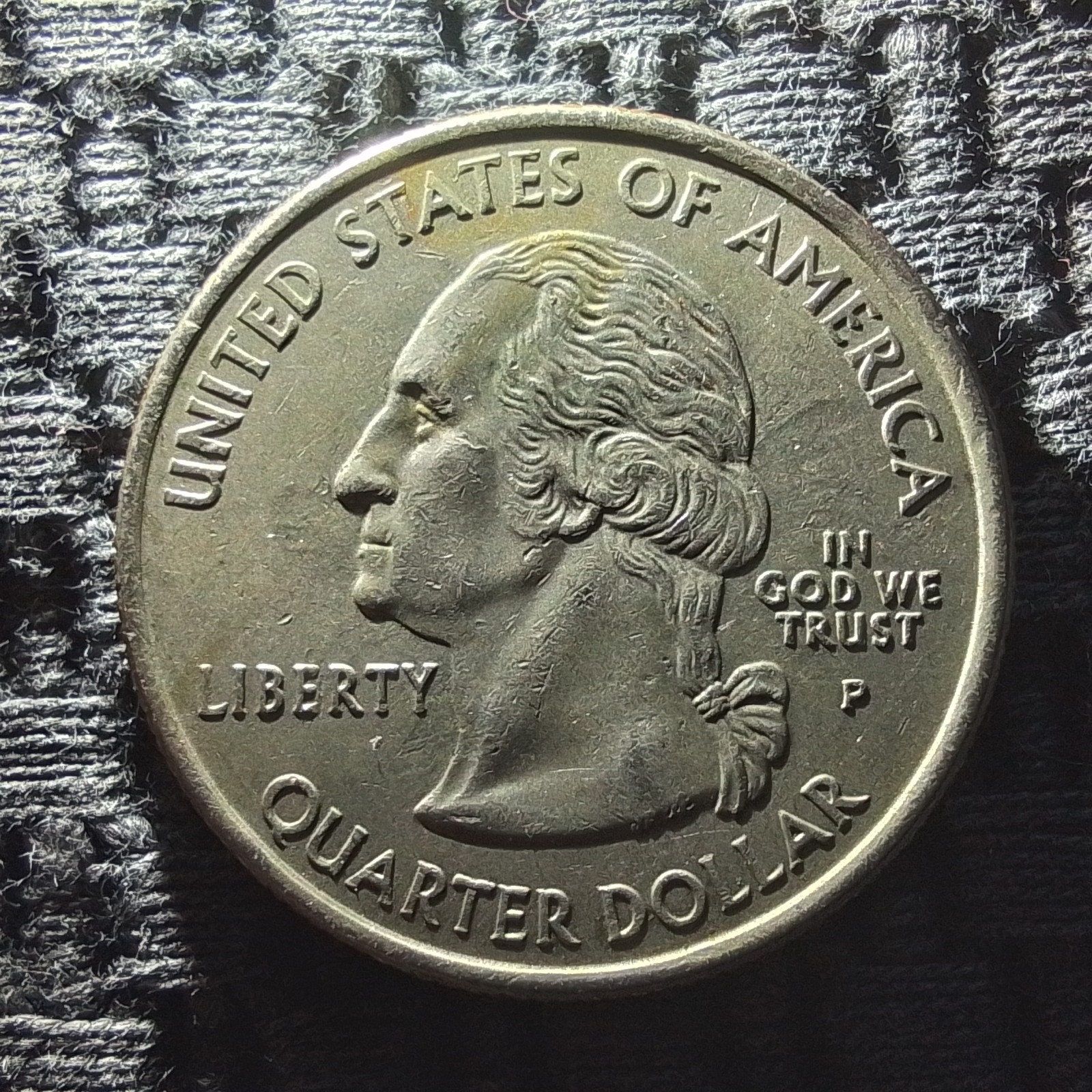 2004 US Quarter Texas P Mint Mark Grey "Dull" Toning Poorly Bonded Clad Layer