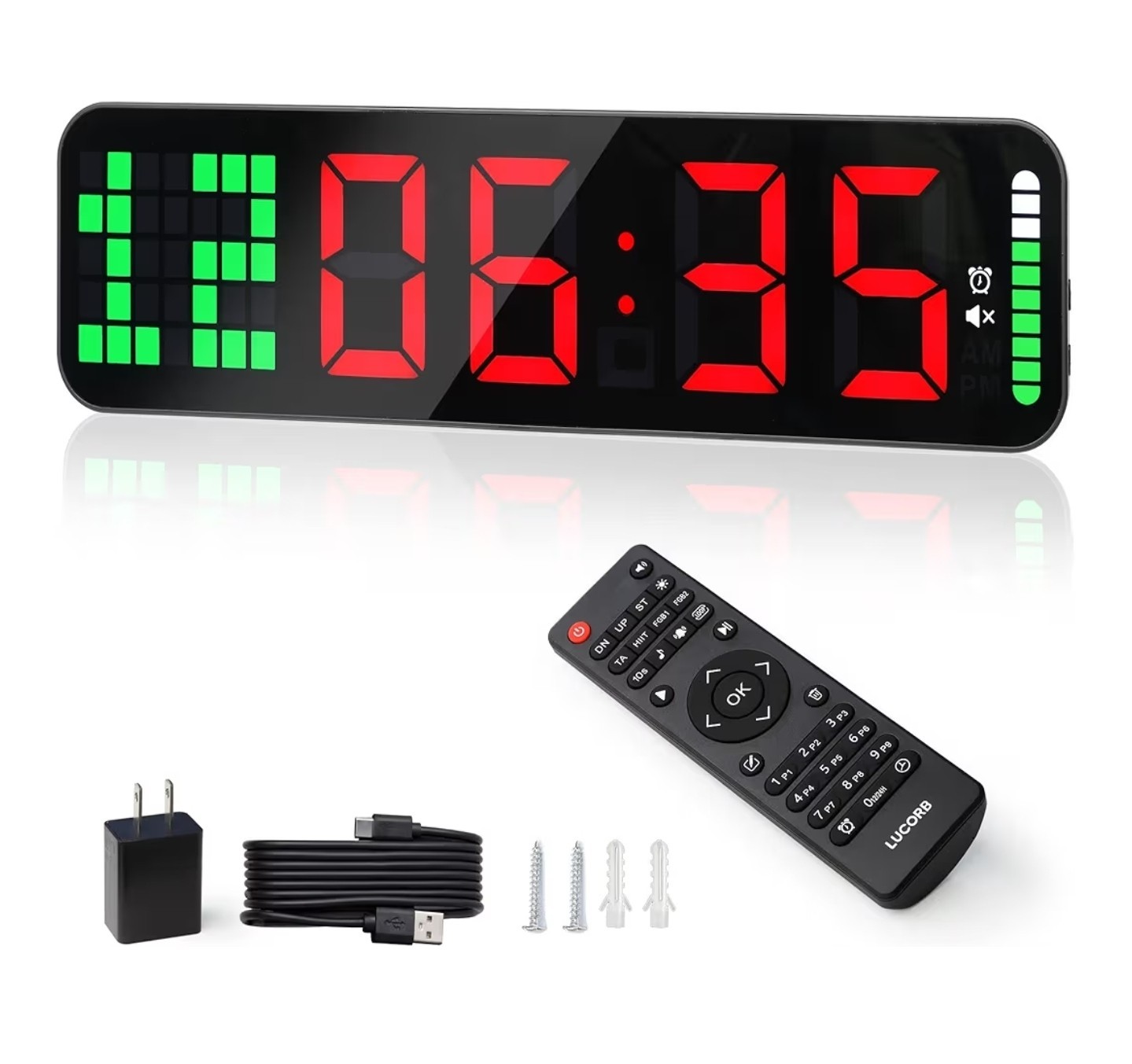 New - Gym Timer - Large Digital Gym Clock Wall with Interval Time Progress Bar