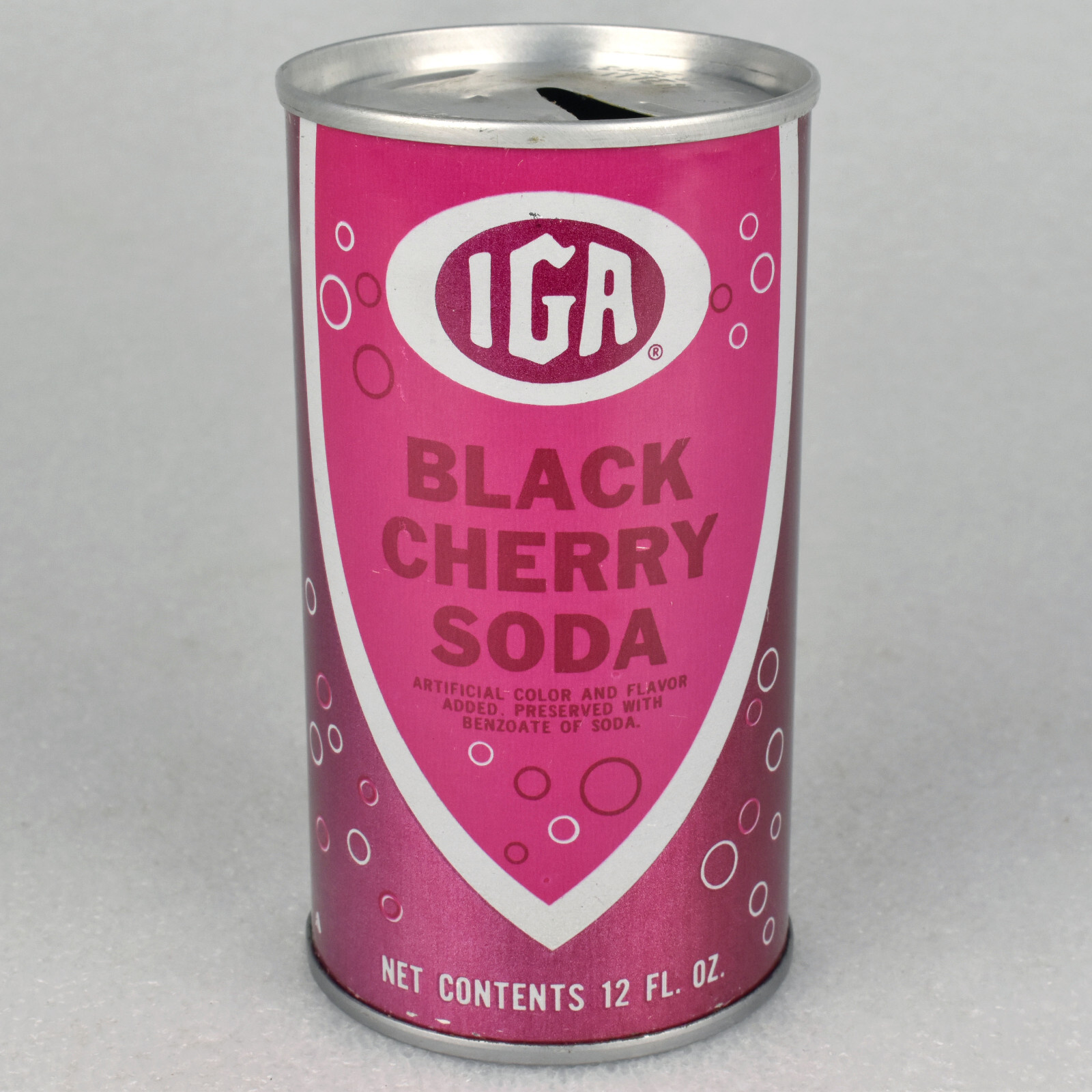 VTG 1970s IGA Black Cherry Soda Pop Can 12oz Straight Side Steel Chicago IL