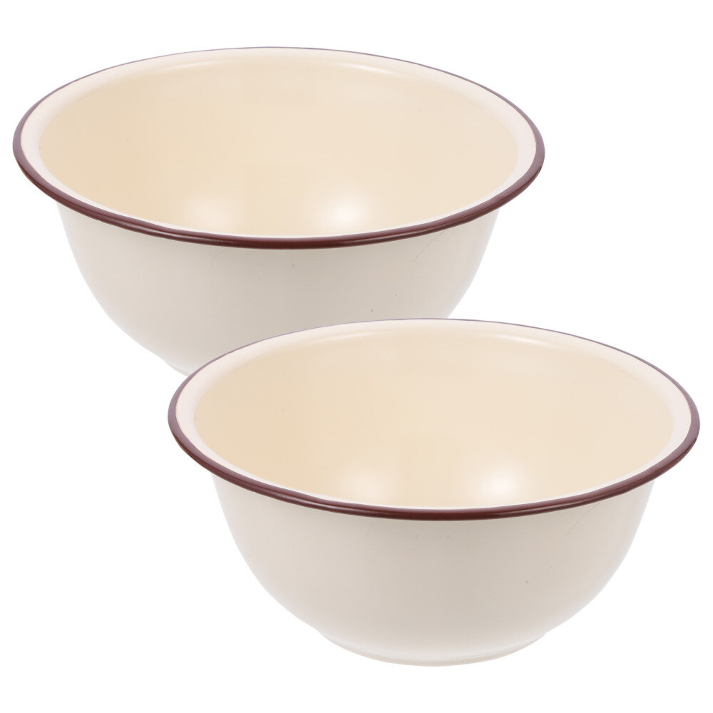 2Pcs Enamelware Pasta Bowls Vintage Enamel Bowl Restaurant Home