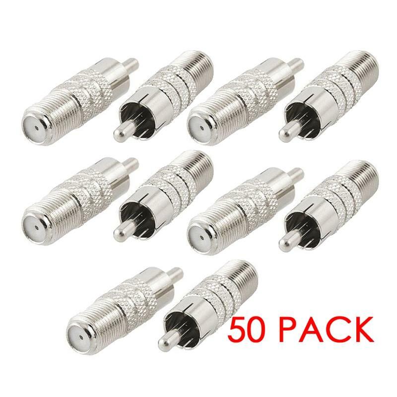 Coaxial Audio/Video F-Type Female to RCA Male RF Plug Adapter Connector (50/pk)