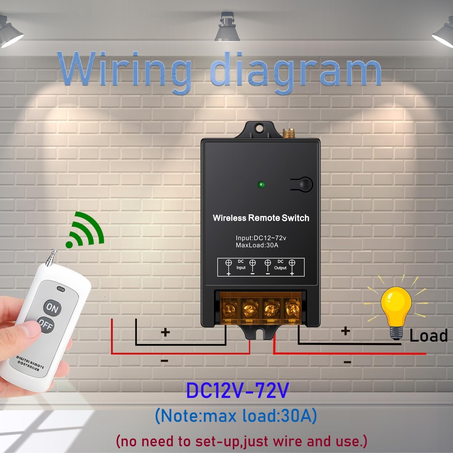 12V Remote Control Switch,DC 12V/24V/48V/72V/40A Relay with Voltage Isolation...