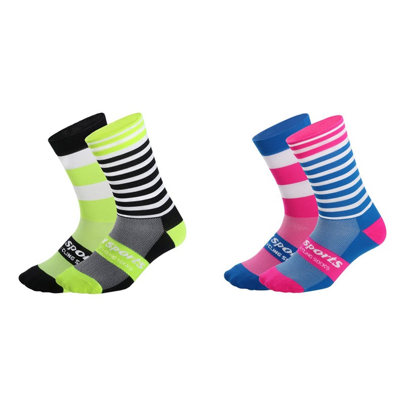 2Pairs Cycling Socks Riding Bicycle Bike Sport Ankle Socks XC MTB BMX Pink Green