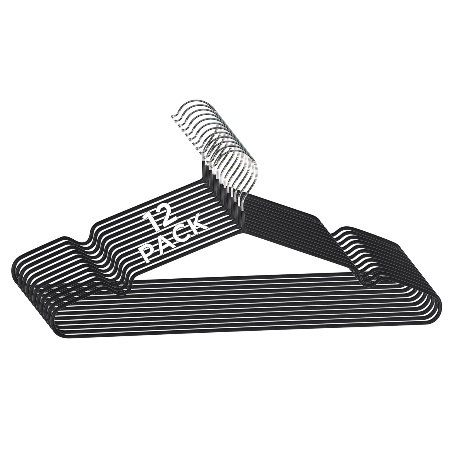 12 Pack Metal Hangers | Dimensions: 15.75"x 7.28"x 0.16" | Space Saving | Dur...