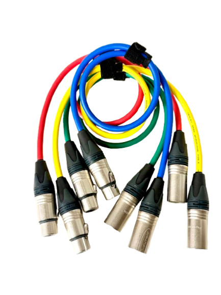 4 Pack - 2 FT MOGAMI 2549 COLOR MICROPHONE CABLE NEUTRIK PRO XLR CONNECTORS