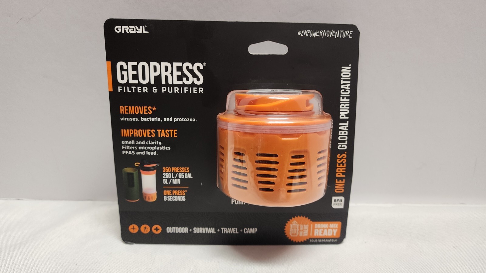 Grayl GeoPress Replacement Purifier Cartridge, Orange-B02