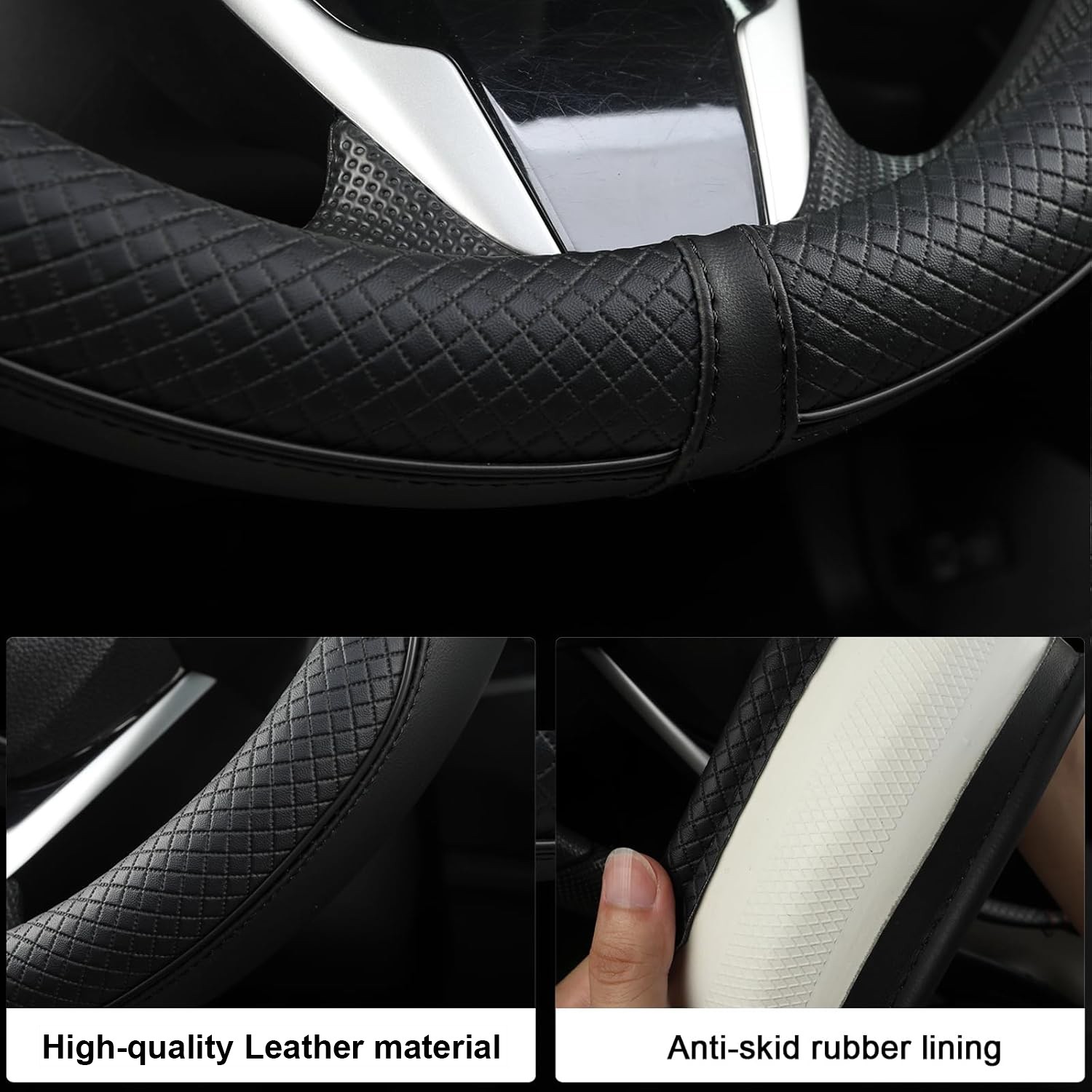 Customized Large-Size Car Steering Wheel Cover fits FORD F-150 Leather Protector