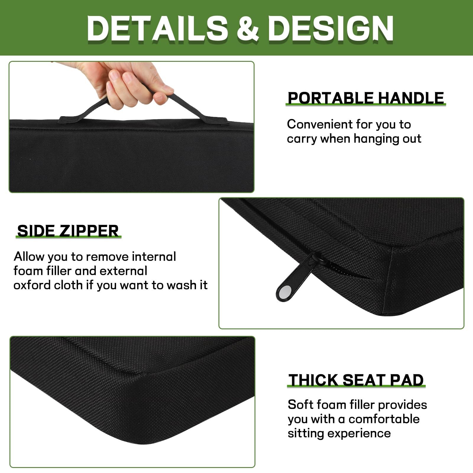 Multi-Functional Stadium Seat Cushions 2 Pack, Waterproof Oxford Filled with ...