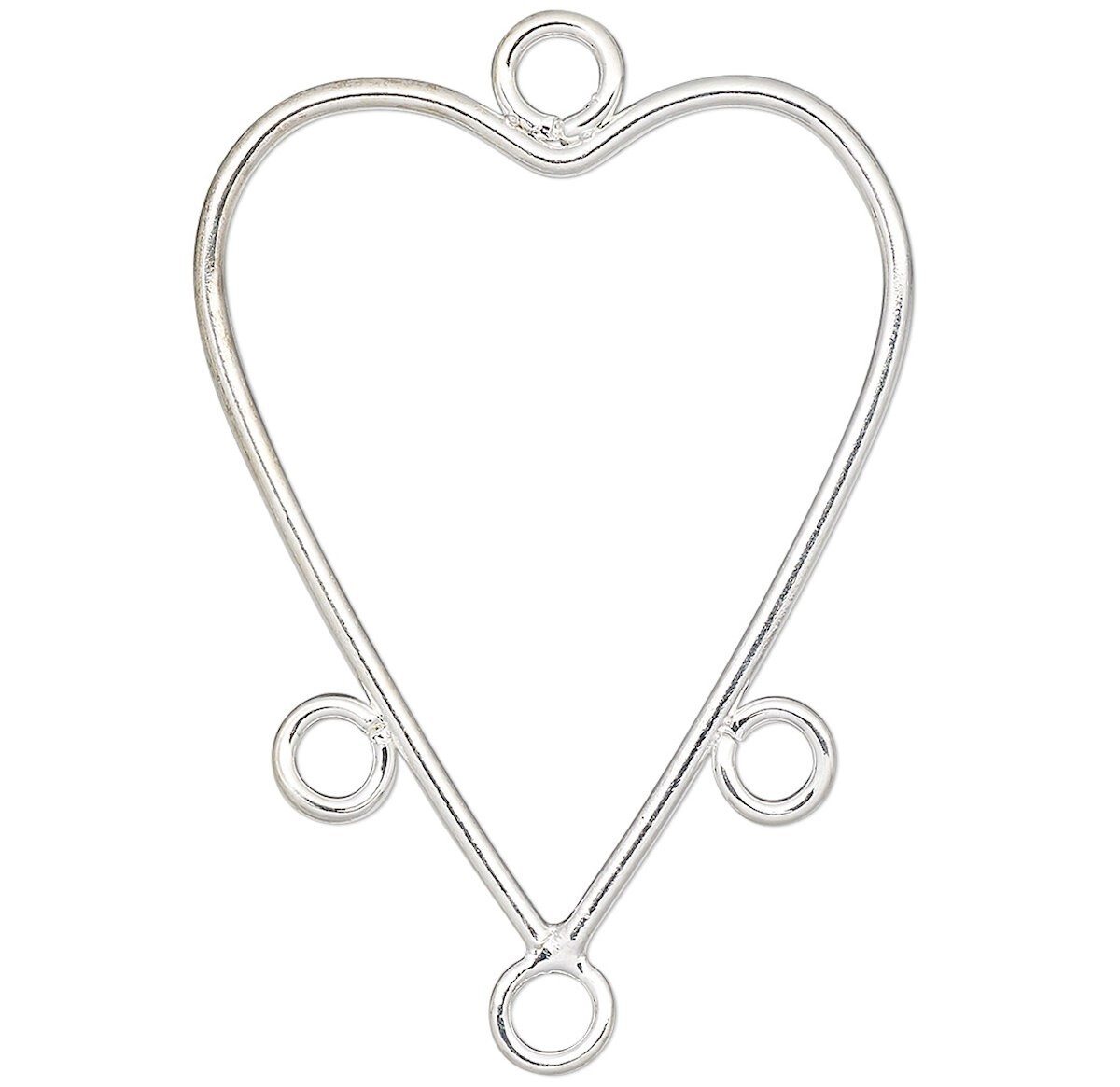 10 Silver Plated Steel 25x22mm Heart Chandelier Earring Connectors with 3 LoopsZ