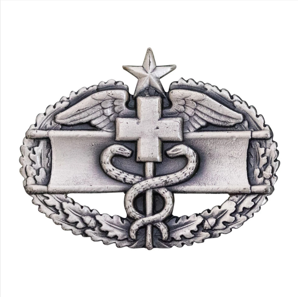 GENUINE U.S. ARMY BADGE: COMBAT MEDICAL SECOND AWARD - SILVER OXIDIZED