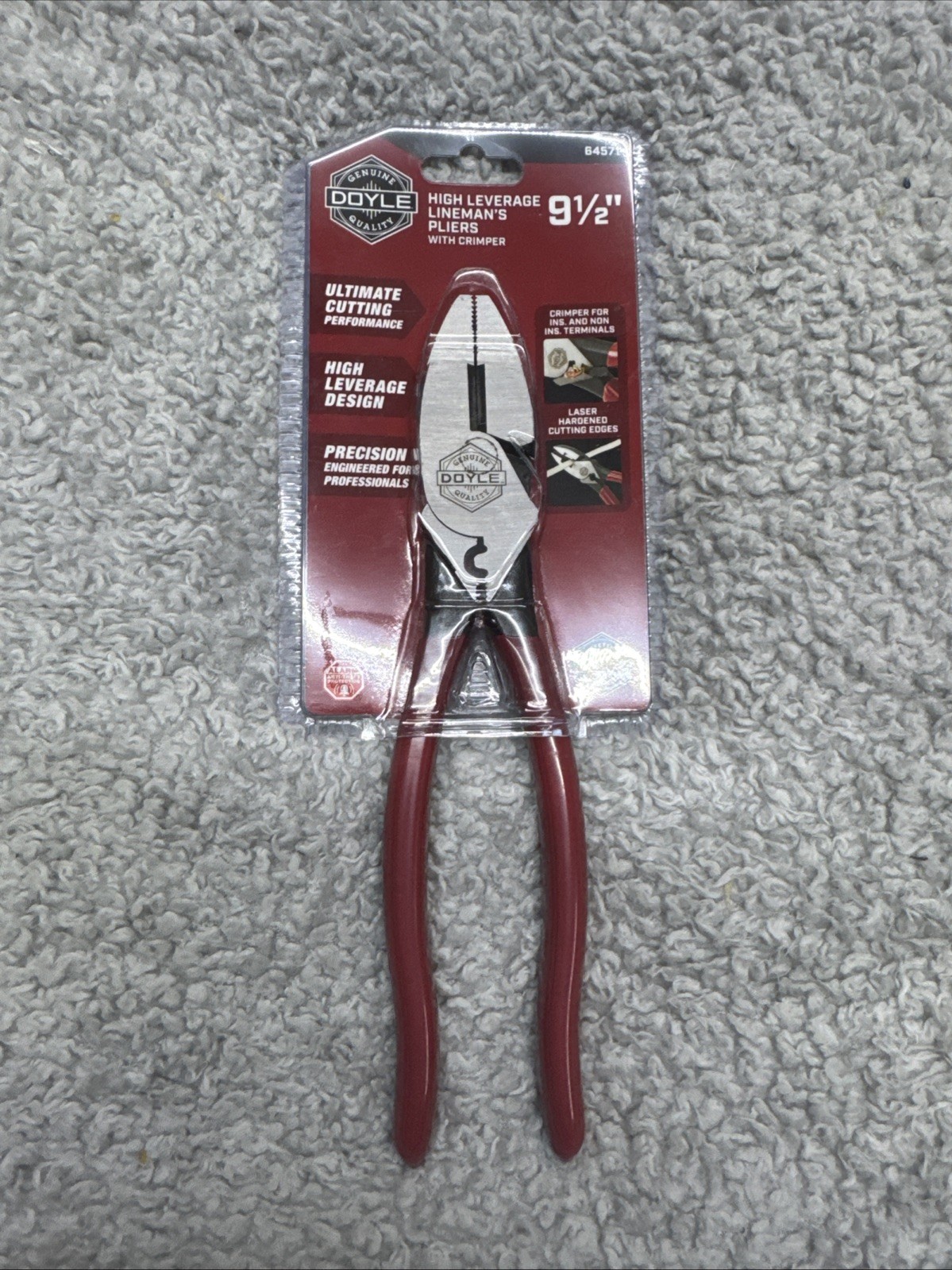 DOYLE Tools 9 1/2” High leverage Lineman's Pliers W/crimper 64571 FREE SHIPPING