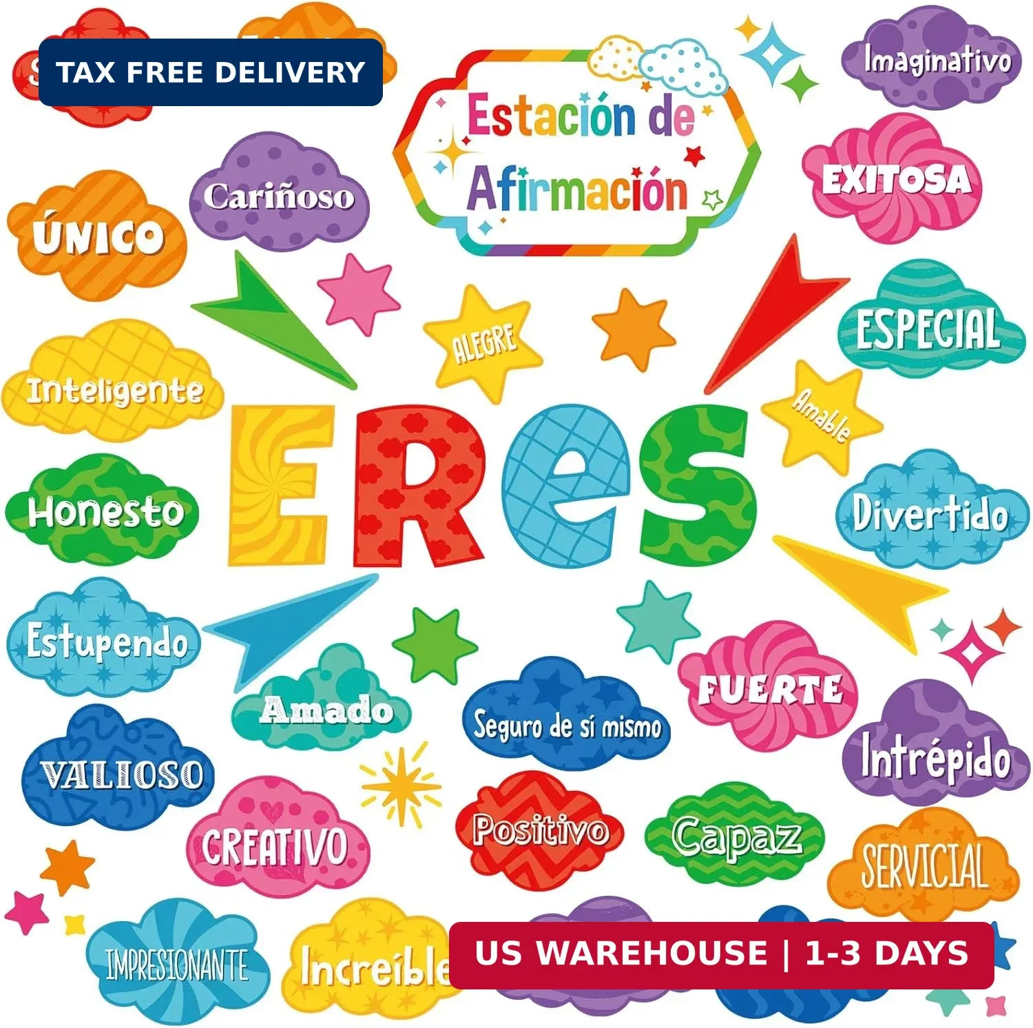 Mooliwe 45 Pcs Spanish Themed Classroom Decoration Spanish Words and Phrases Pos