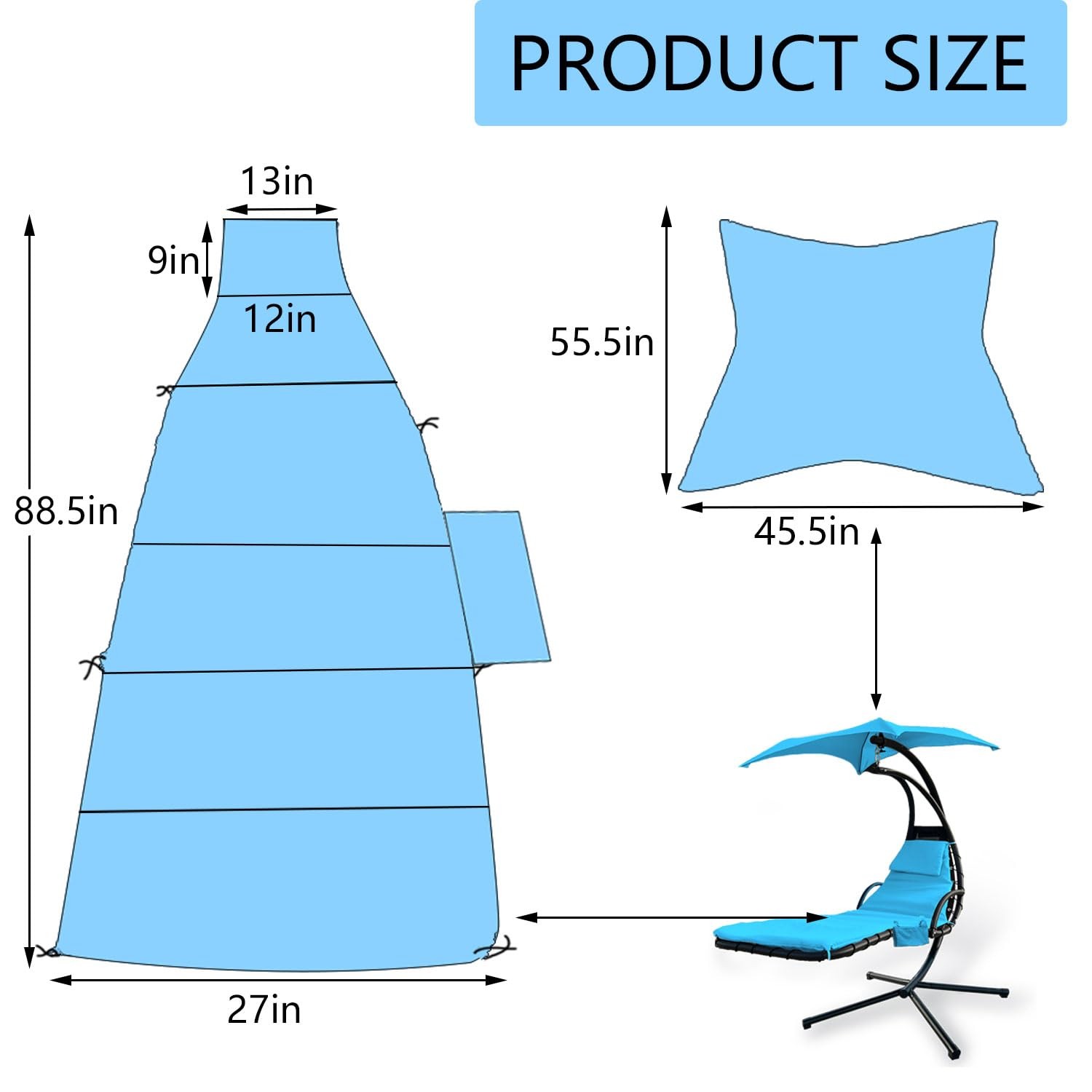 Outdoor Hanging Lounge Chair Replacement Cushion Cover and Umbrella Fabric, S...