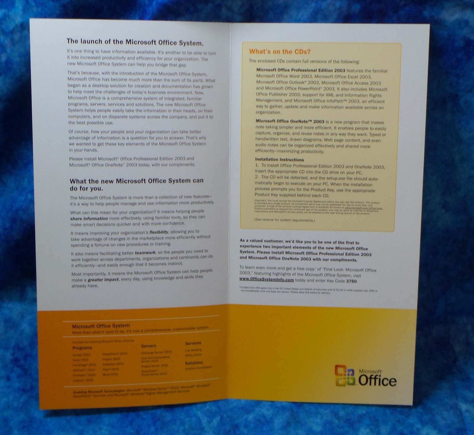Microsoft Office Professional 2003 & OneNote 2003 Full Versions w/Product Keys