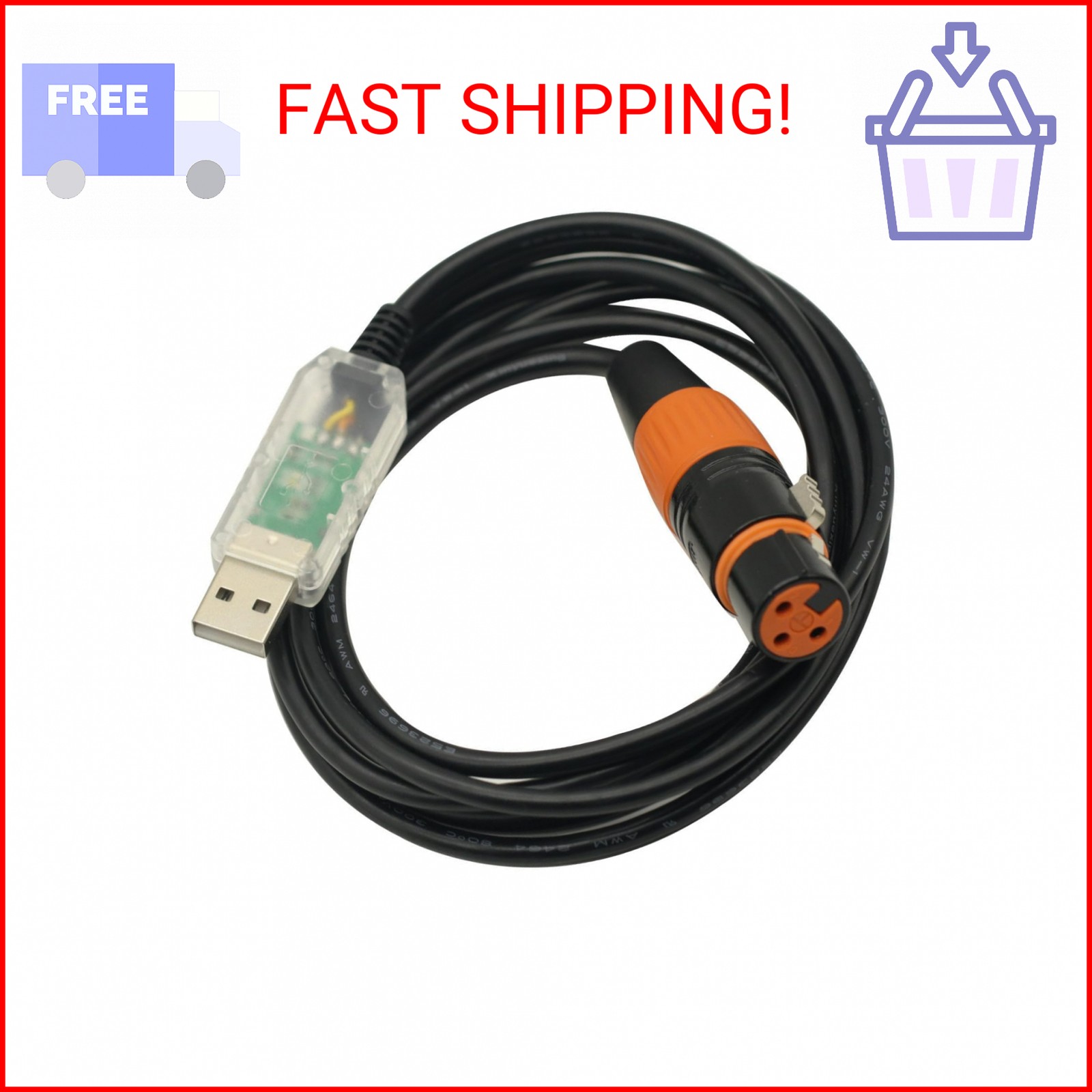 USB to DMX Interface Adapter Cable Stage Light PC DMX512 Controller Dimmer FT232