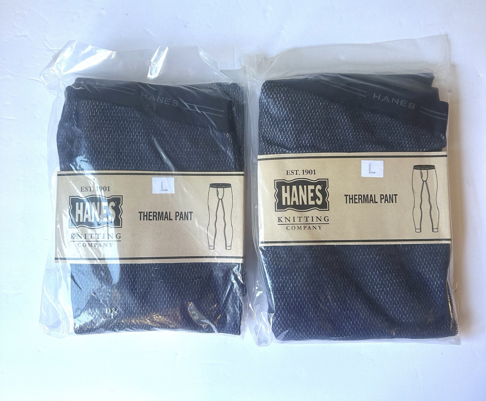 2 Packs Hanes  Men's  Waffle Knit Thermal Pants Style New Size L