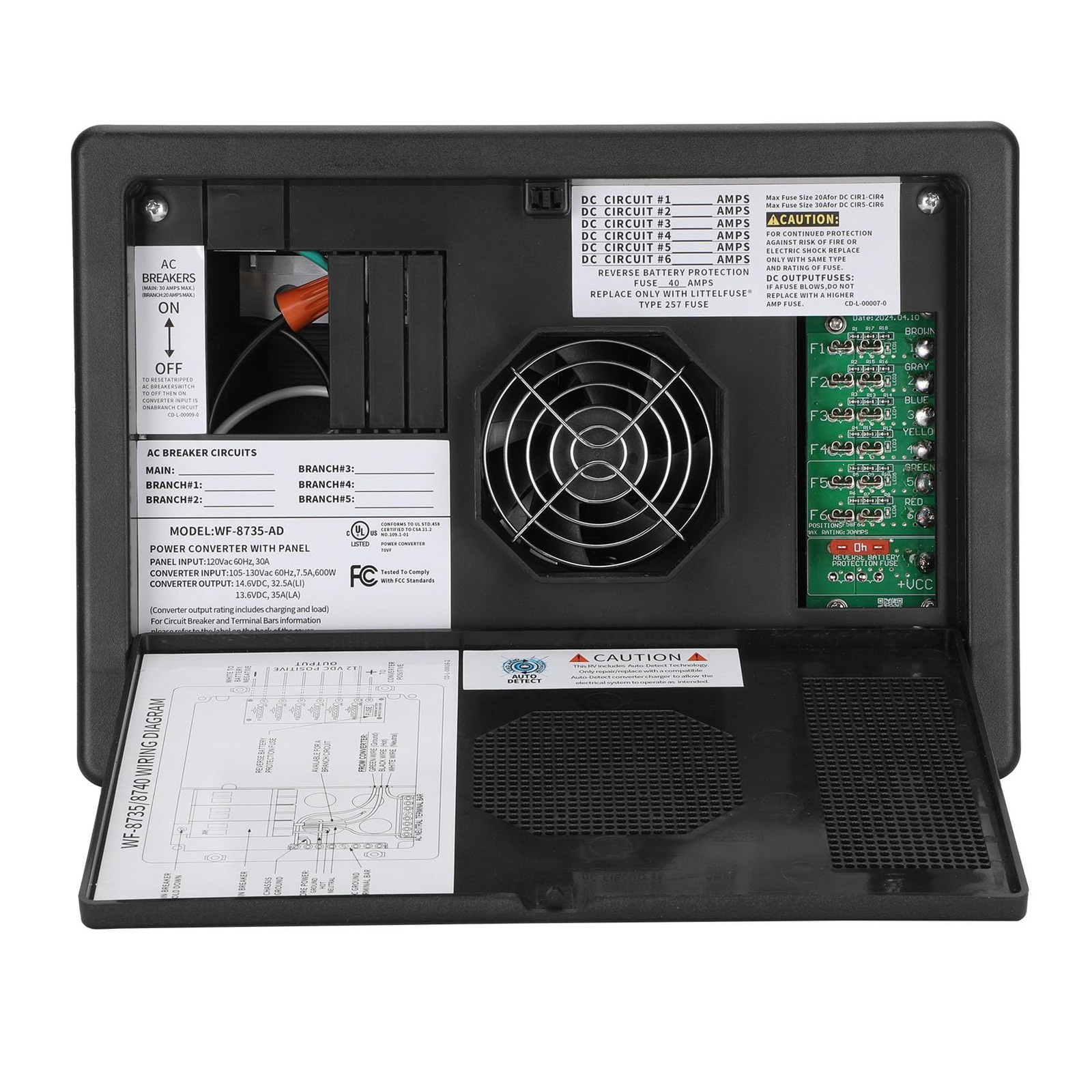 WF-8735-AD 8700-AD Auto-Detect Series Converter/Charger - wf8735-P Black 30 Amp