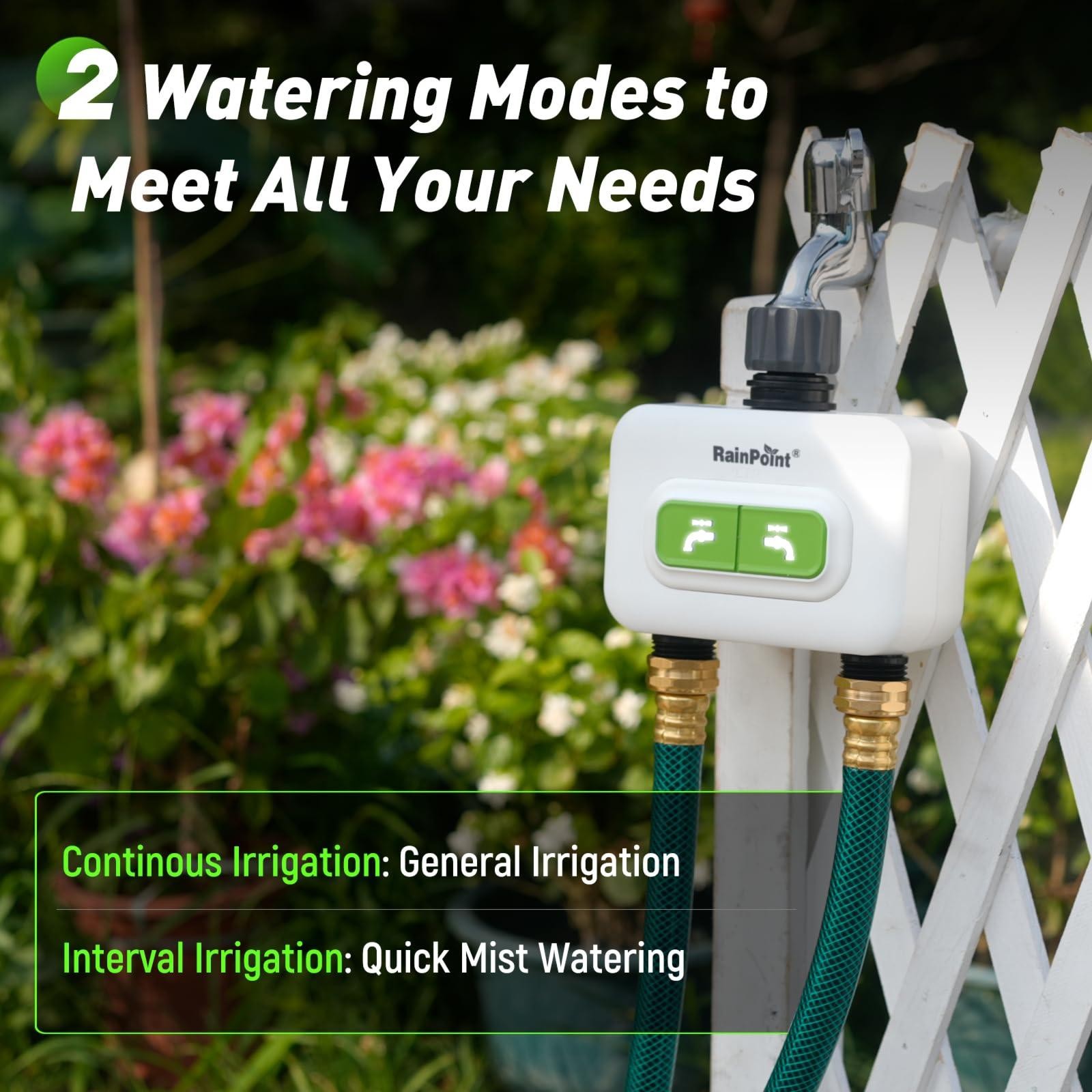 RainPoint 2-zone Wireless Smart Water Timer with Hub for Outdoor Irrigation