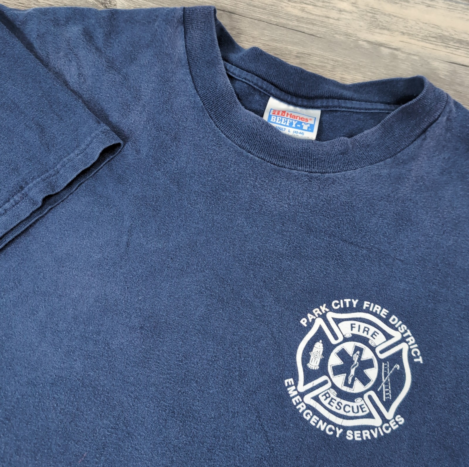 Park City Utah Fire District Emergency Services Shirt Men's Large Blue VTG