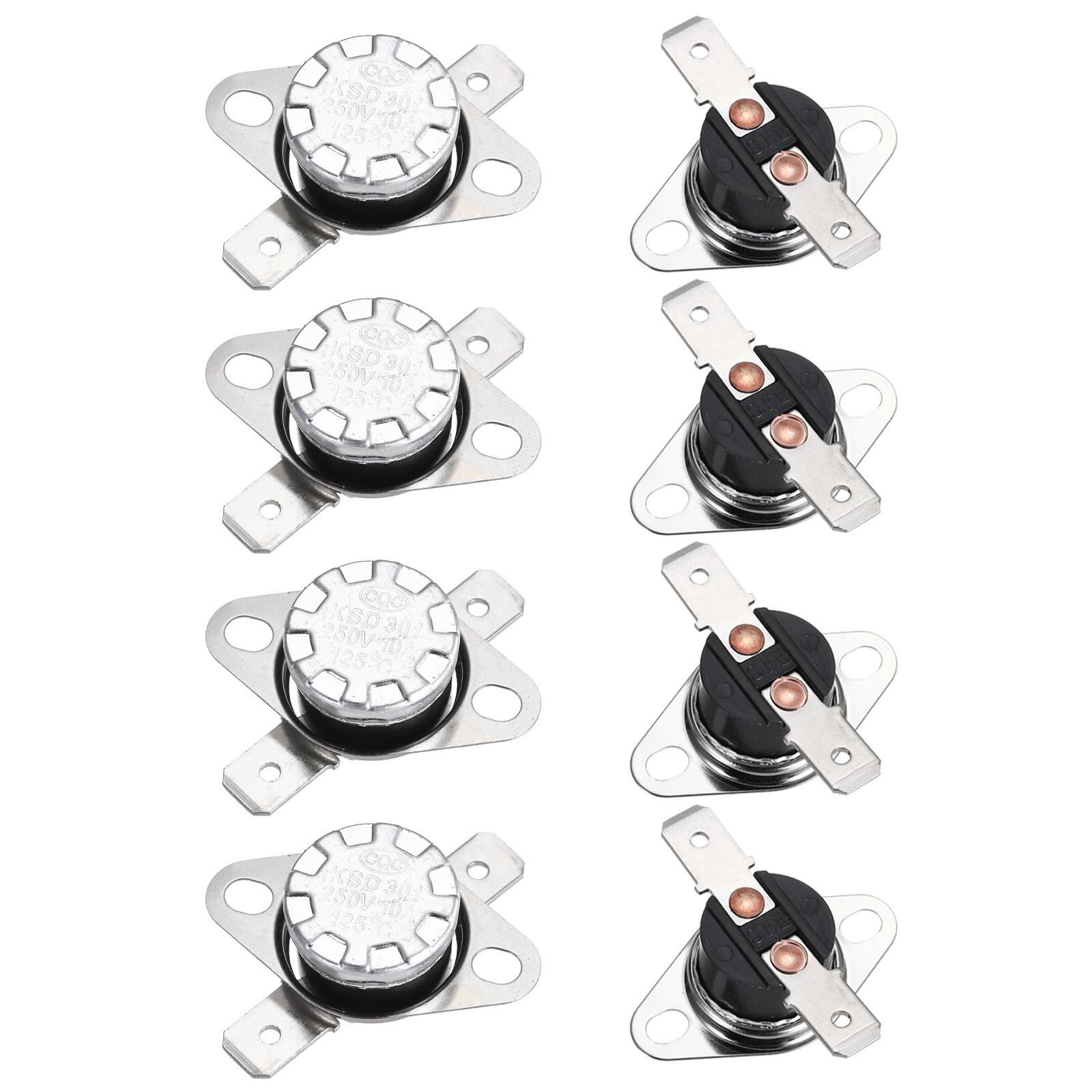 8PCS Temperature Control Switch Thermostat 125°C 10A N.C 6.3mm Pin