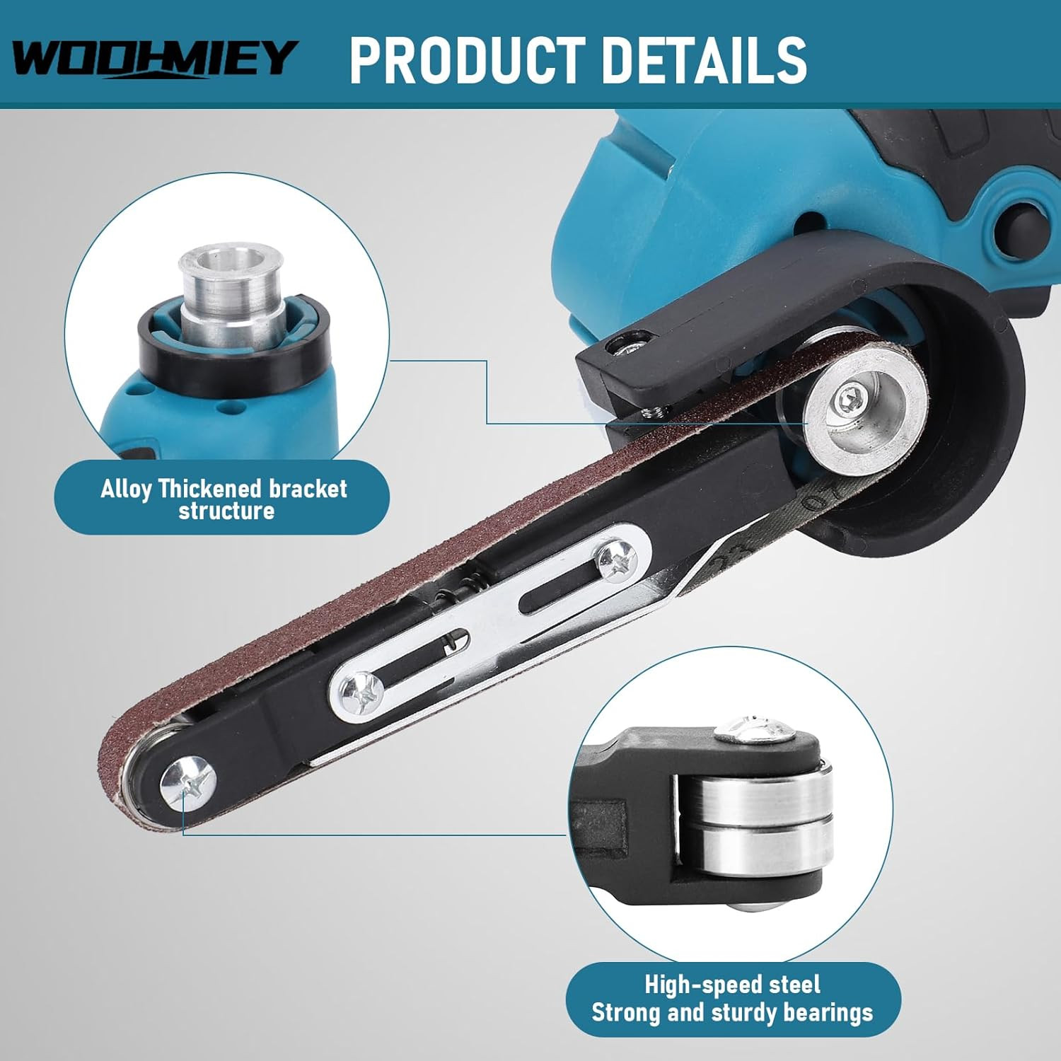 Cordless Belt Sander, 16.8V Lithium Battery, 7000RPM, 15 Sanding Belts(80-1000 G
