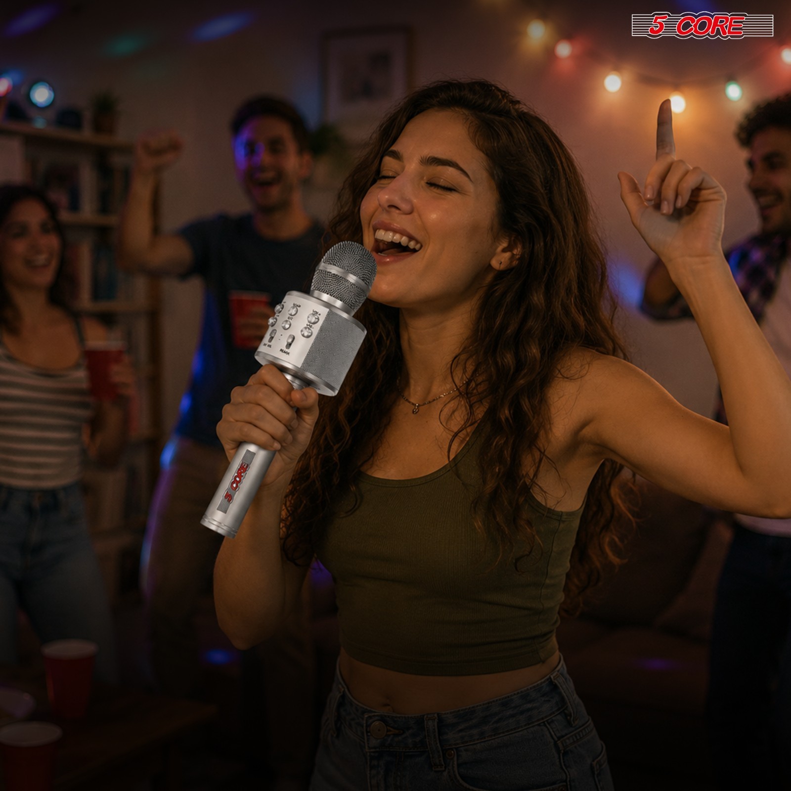 5 Core Microphone Wireless Karaoke Mic with Speaker Portable Bluetooth Microfono