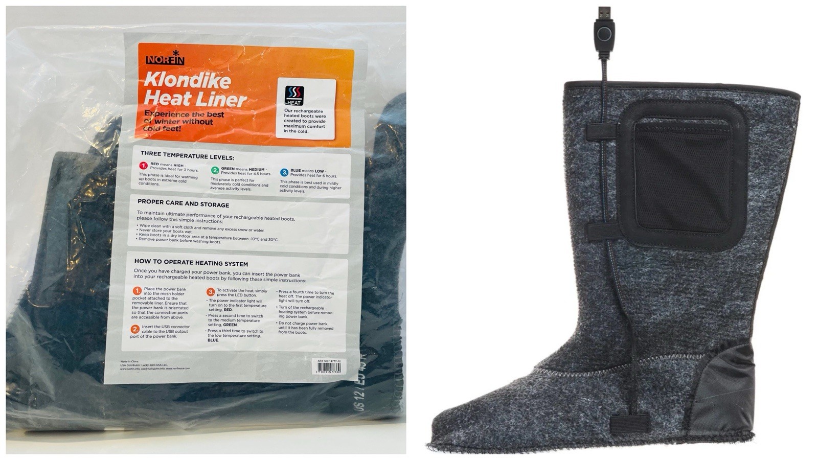 Norfin Klondike Thinsulate Heated Boot Replacement Liners, One Pair, Size 12
