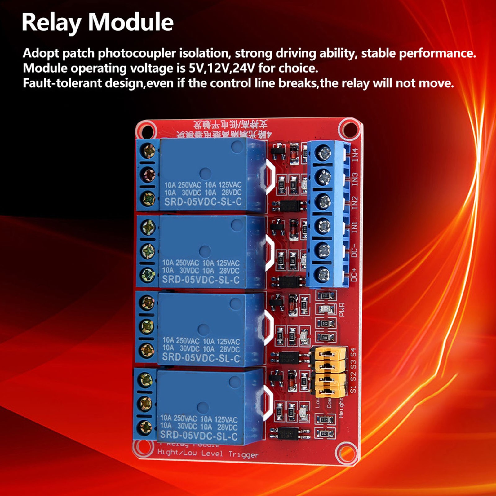 4 Channel Optocoupler Relay Module Board Stable Performance For Projects