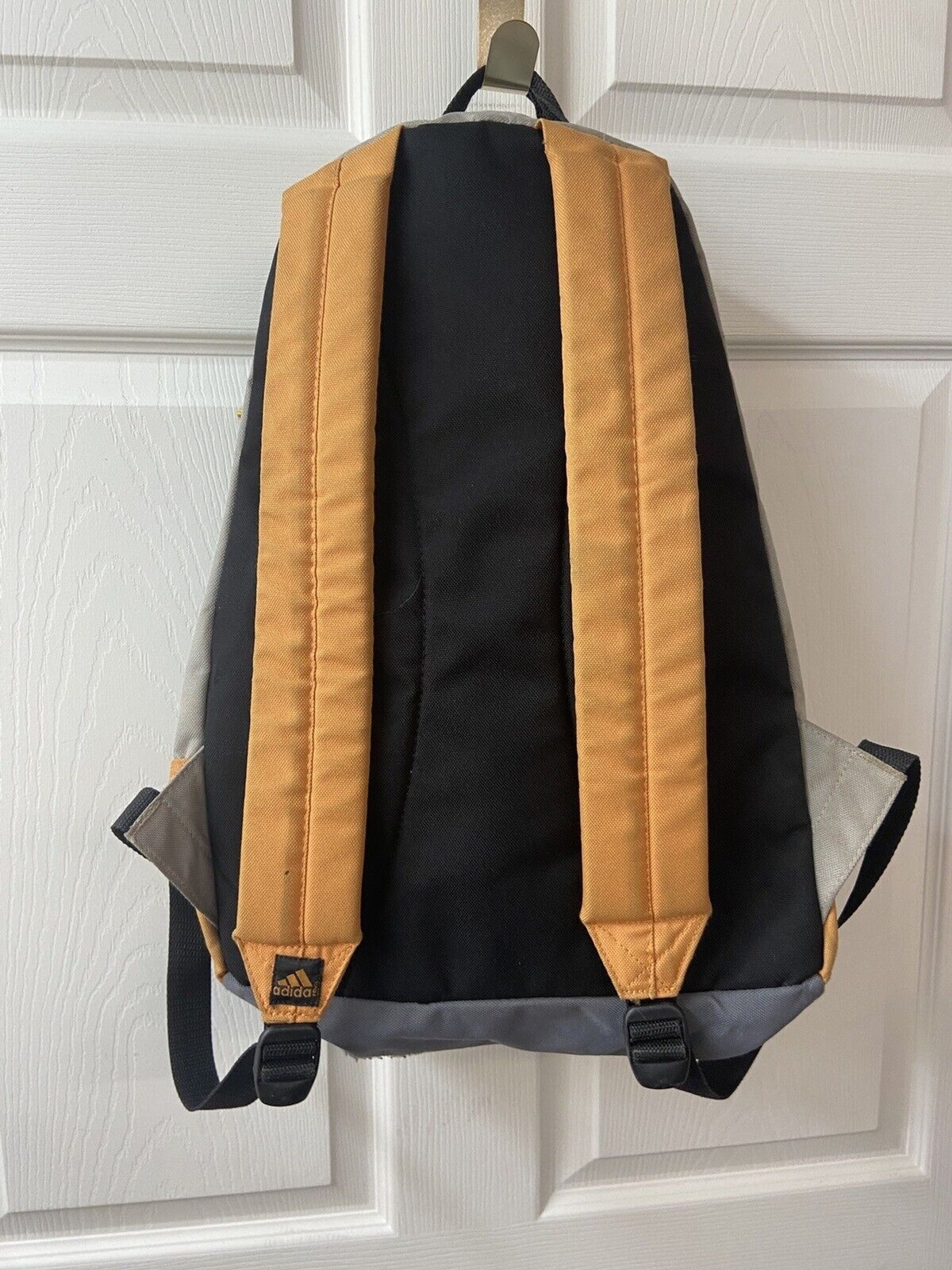 Adidas Large Back Pack Orange Black Gray Stained Shool Canvas