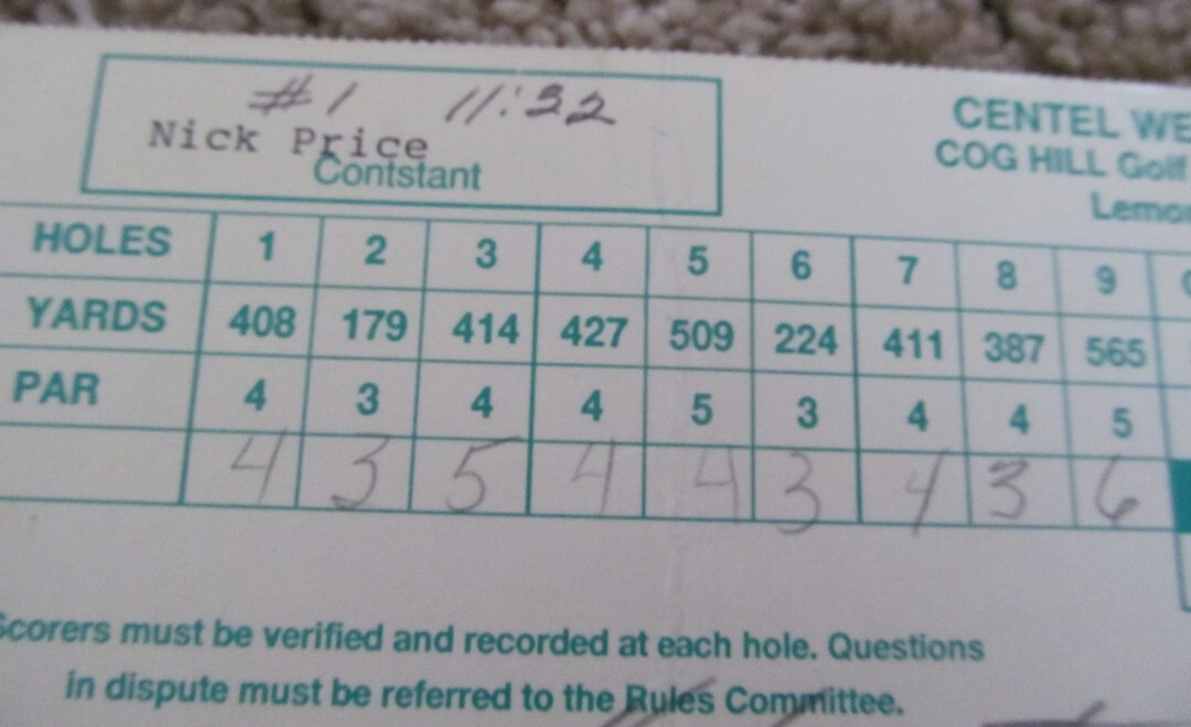 TOURNAMENT SCORECARD-1991 WESTERN OPEN-NICK PRICE 3 TIME MAJOR WINNER