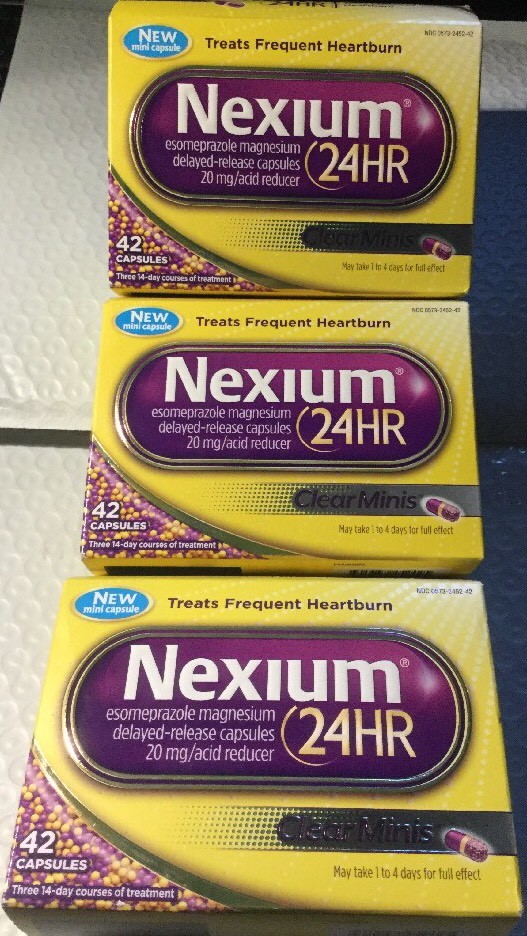 Lot Of 3 Nexium 24 HR 20mg Acid Reducer 42 Clear Minis Each Total 126 Exp 12/26.