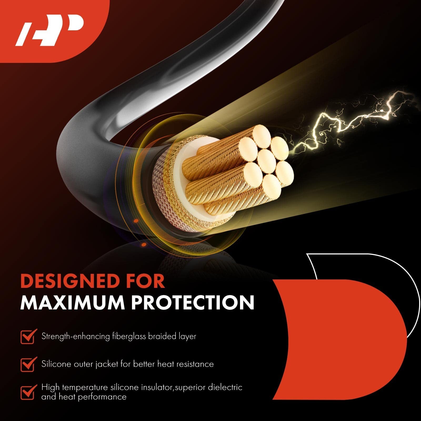 A-Premium Ignition Spark Plug Wires Set of 4 Compatible with Toyota Tacoma 19...