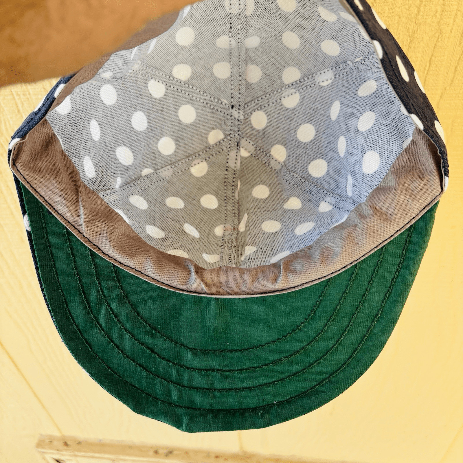 Kromer Hat 7 1/8 Polka Dot Welding Balloon Top Navy Blue Union Made Cap Vintage