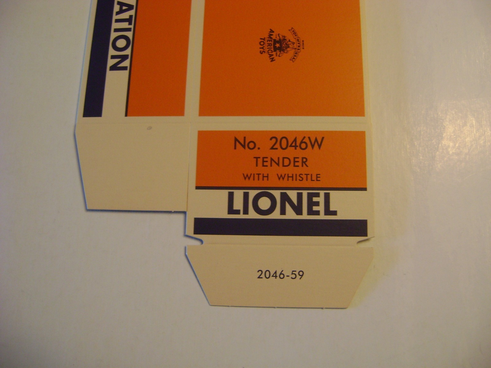 Lionel 2046W Tender Licensed Reproduction Box w/Corrugated Insert