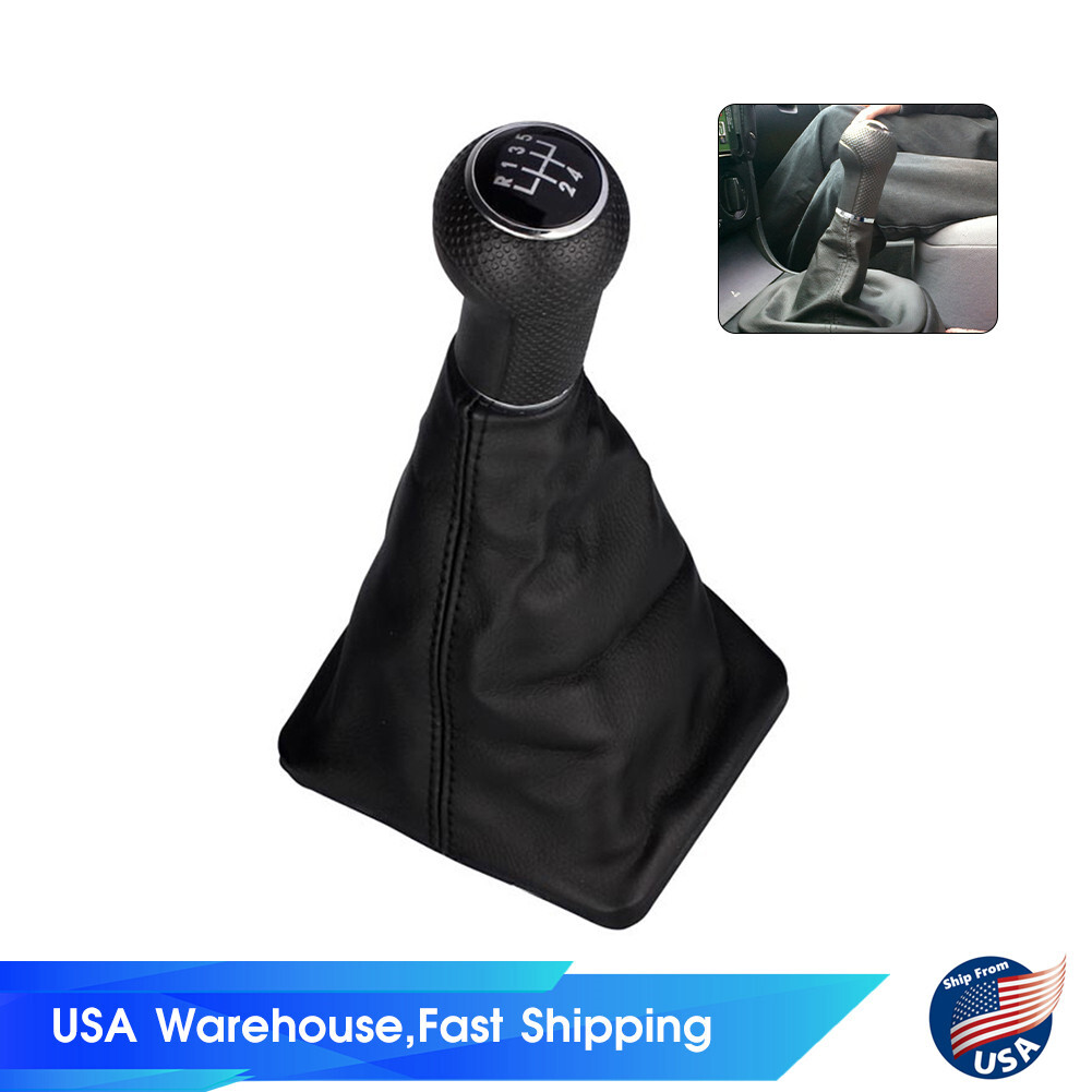Black 5 Speed Gear Shift Knob With Boot Manual For VW Volkswagen Jetta 2002-2012