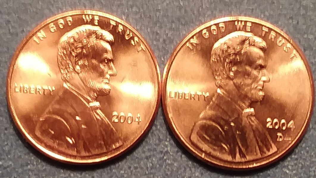 2004 P&D Brilliant Uncirculated Lincoln Cents(2 coins) Ships Free. BU condition.