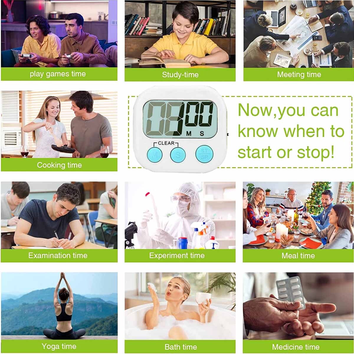 2 pack Timer Kitchen Study Work Exercise Excellent timing Reminder square timer