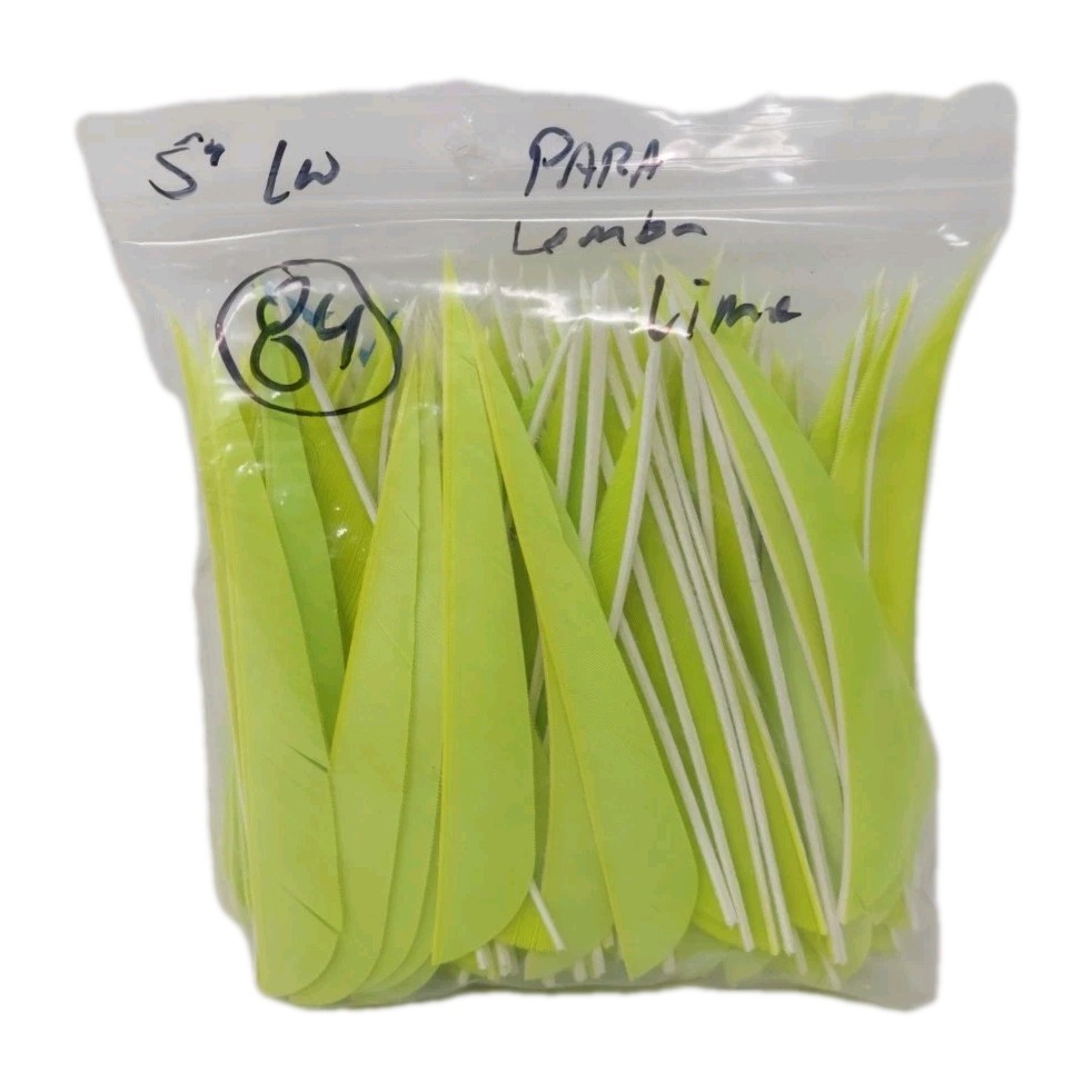 84 Count Archery Arrow Feathers 5" Left Wing: Parabolic Lemon Lime Green
