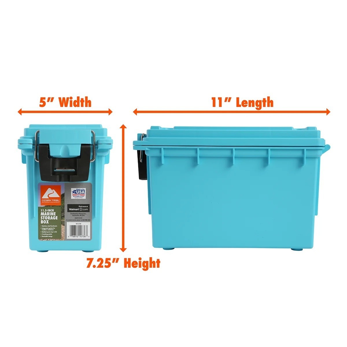 Ozark Trail Blue Marine Equipment Storage Box with Water Resistant Lid