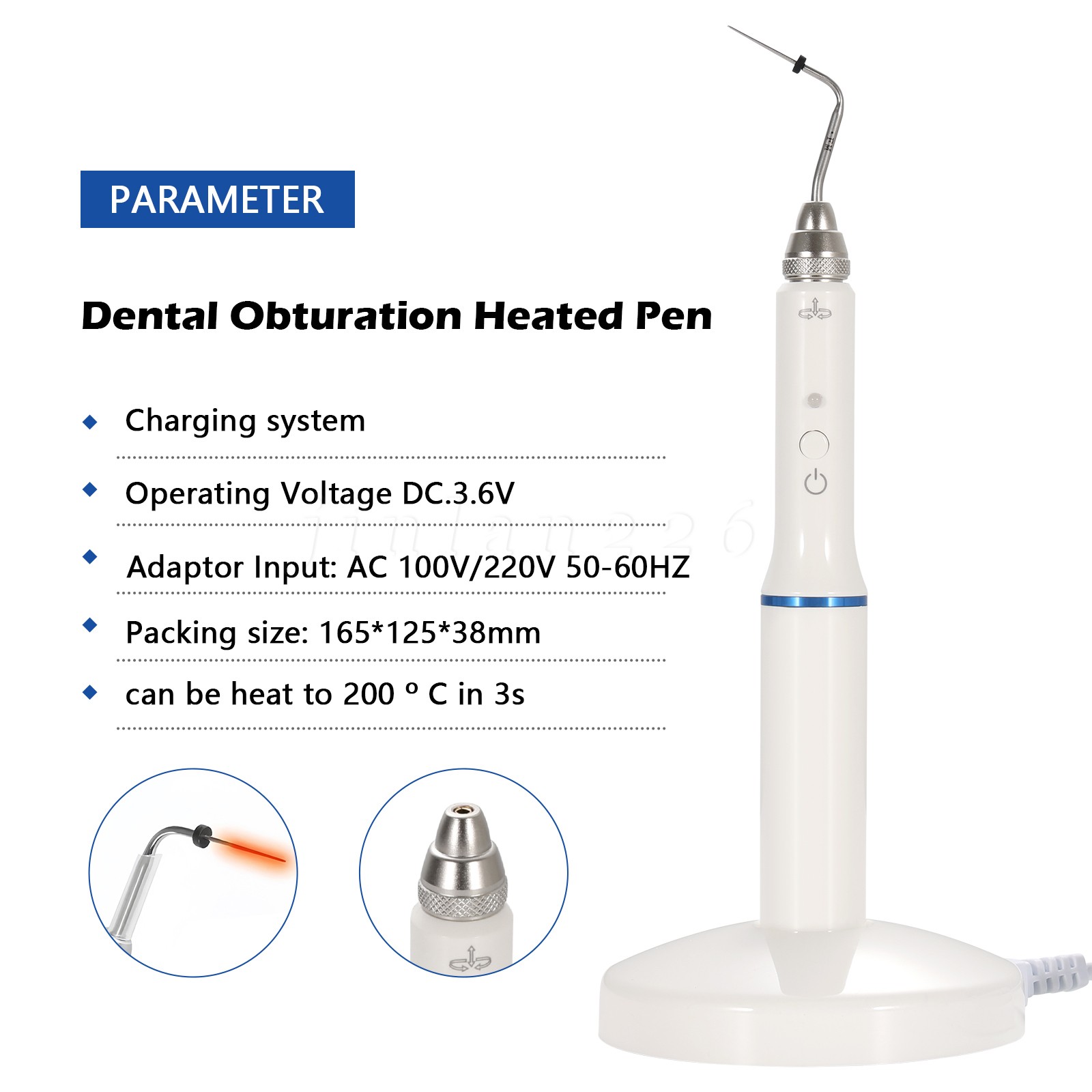 Dental Gutta Percha Obturation System Endo Heated Pen w/ 2 Tips
