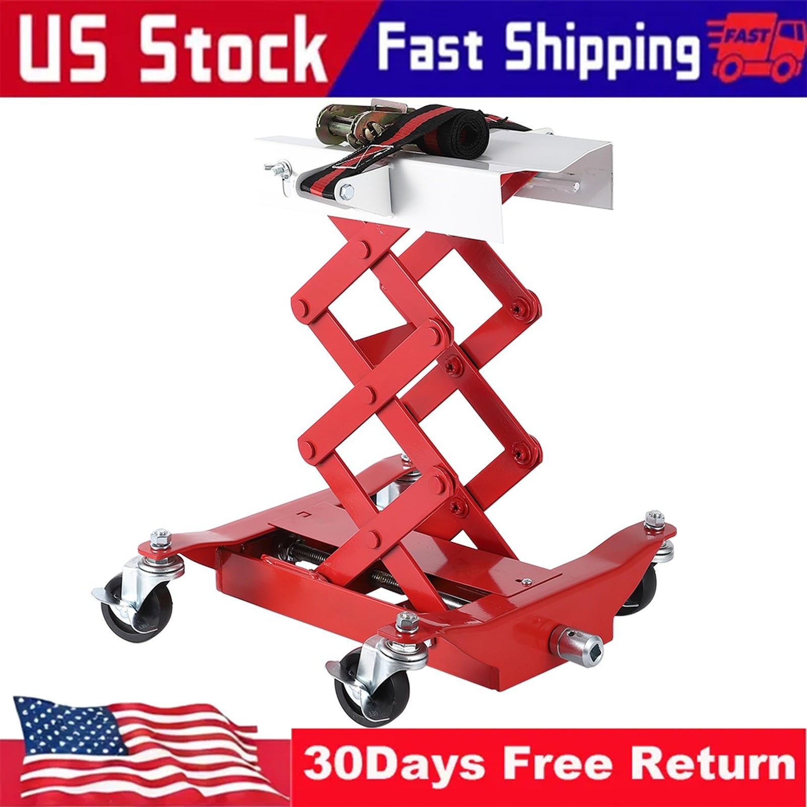 450 Lbs Low Profile Transmission Jack Automotive Lift with 4 Brake Castors