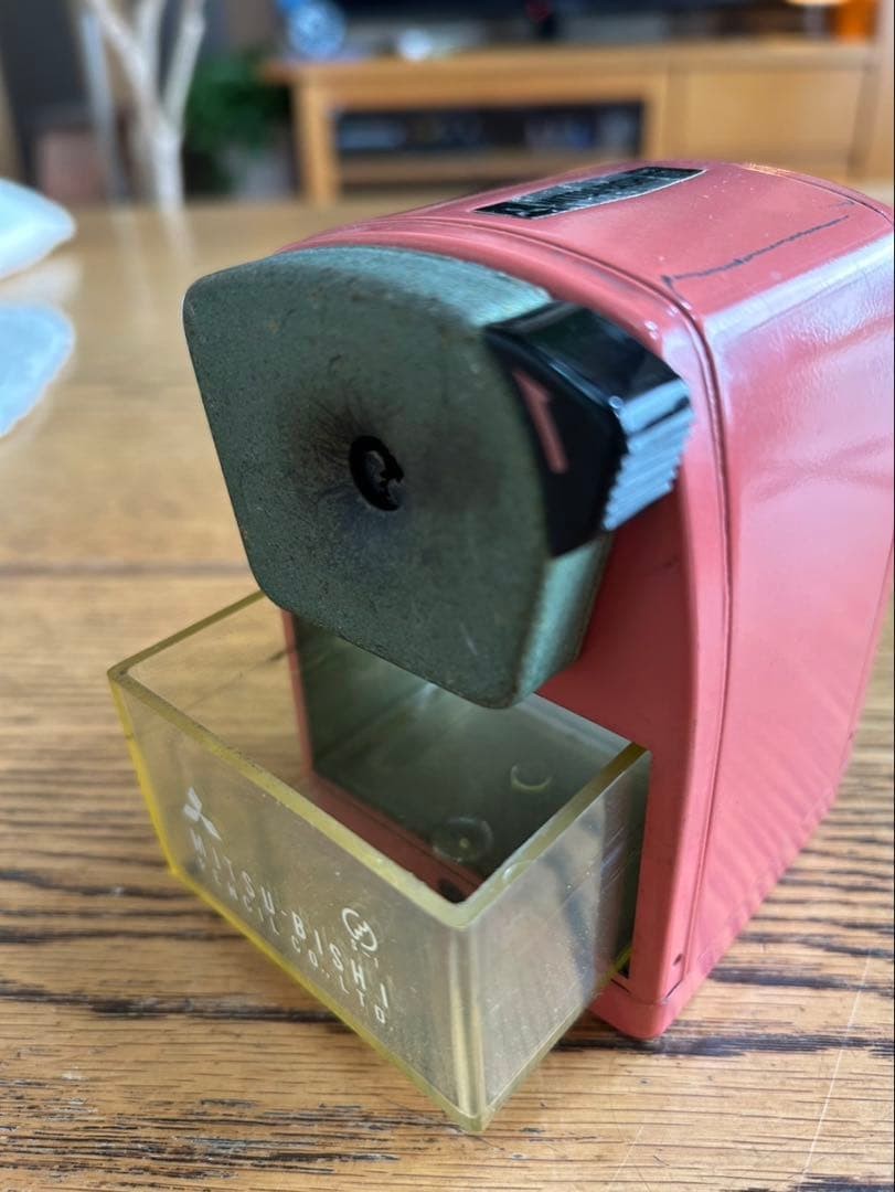 Vintage pink plastic manual pencil sharpener