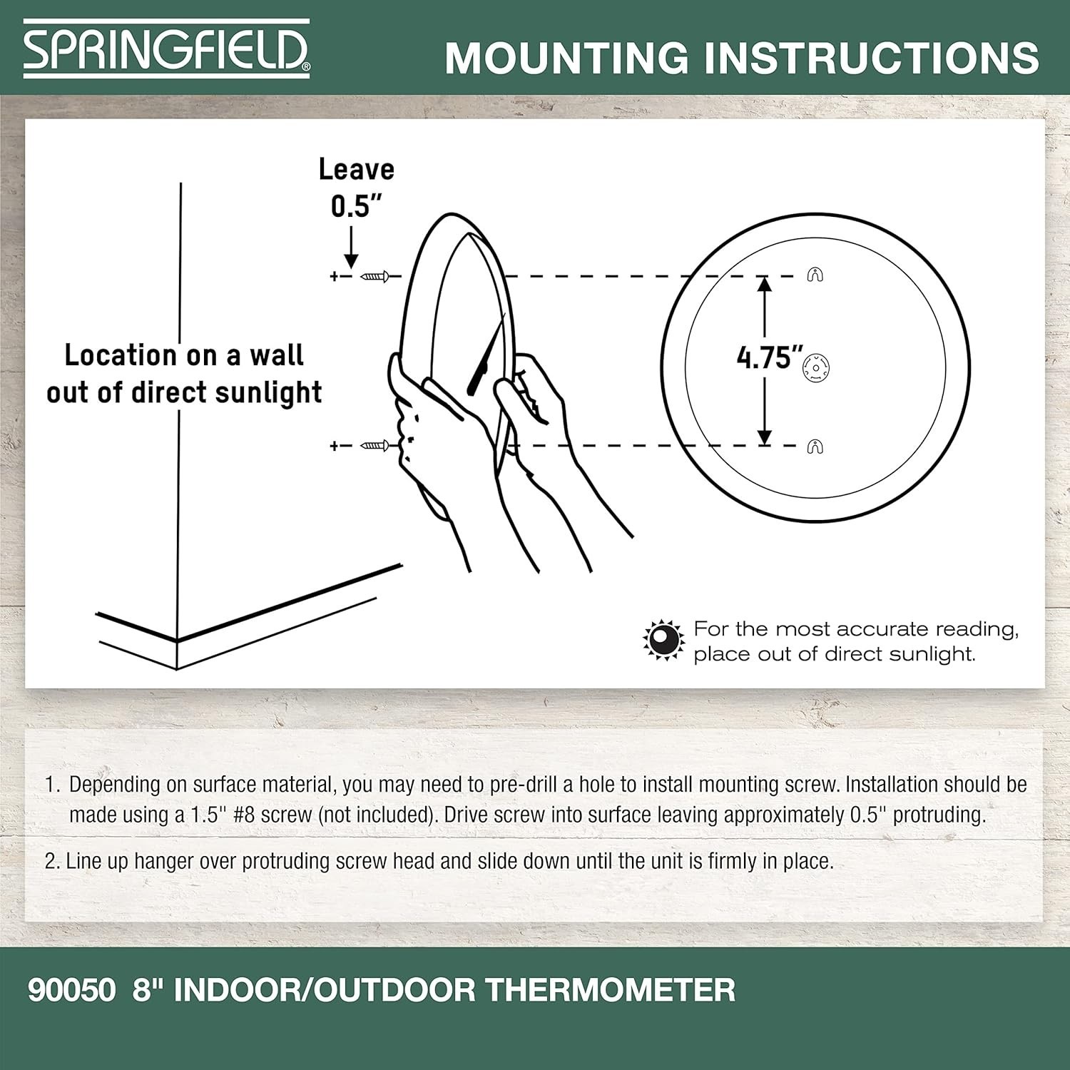 Durable Wireless Outdoor Thermometer with Large Easy-to-Read 8-Inch Display