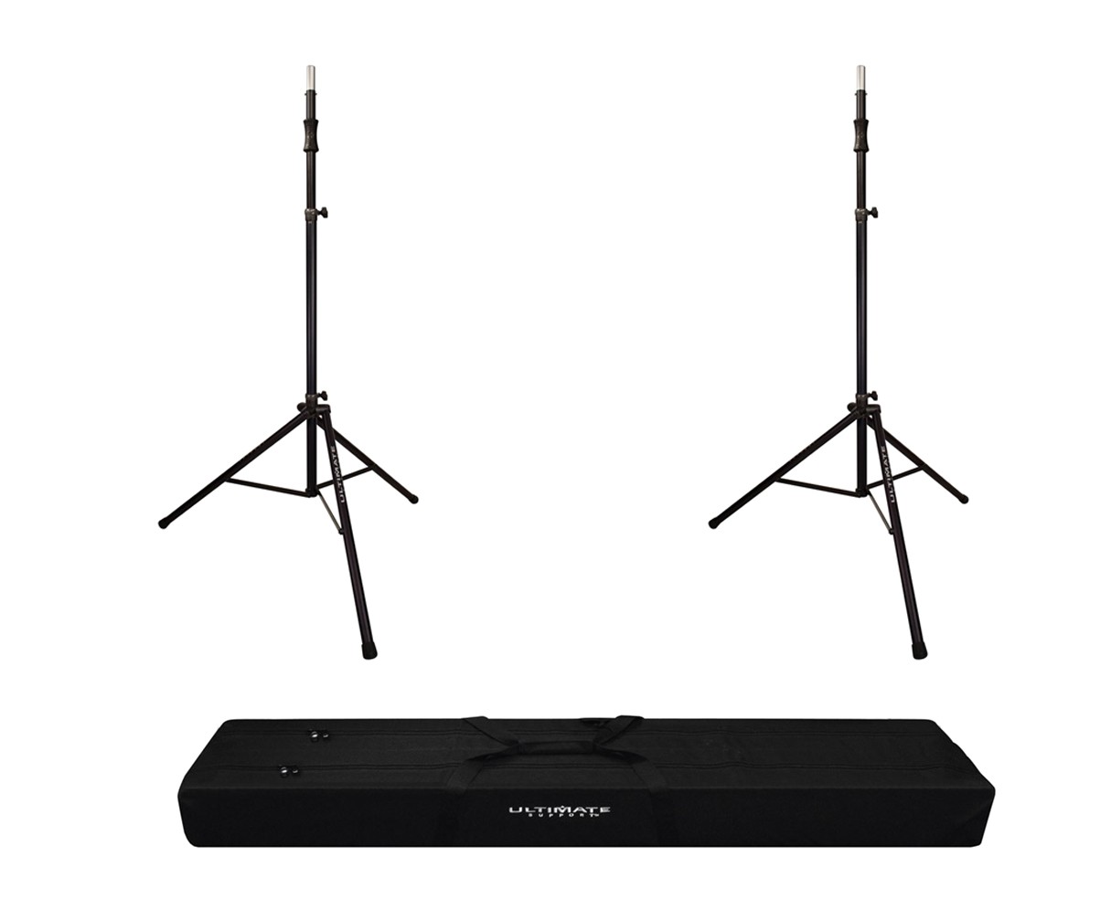 2x Ultimate Support TS-110B Lift-Assist Speaker Stand + Carry Bag 99D