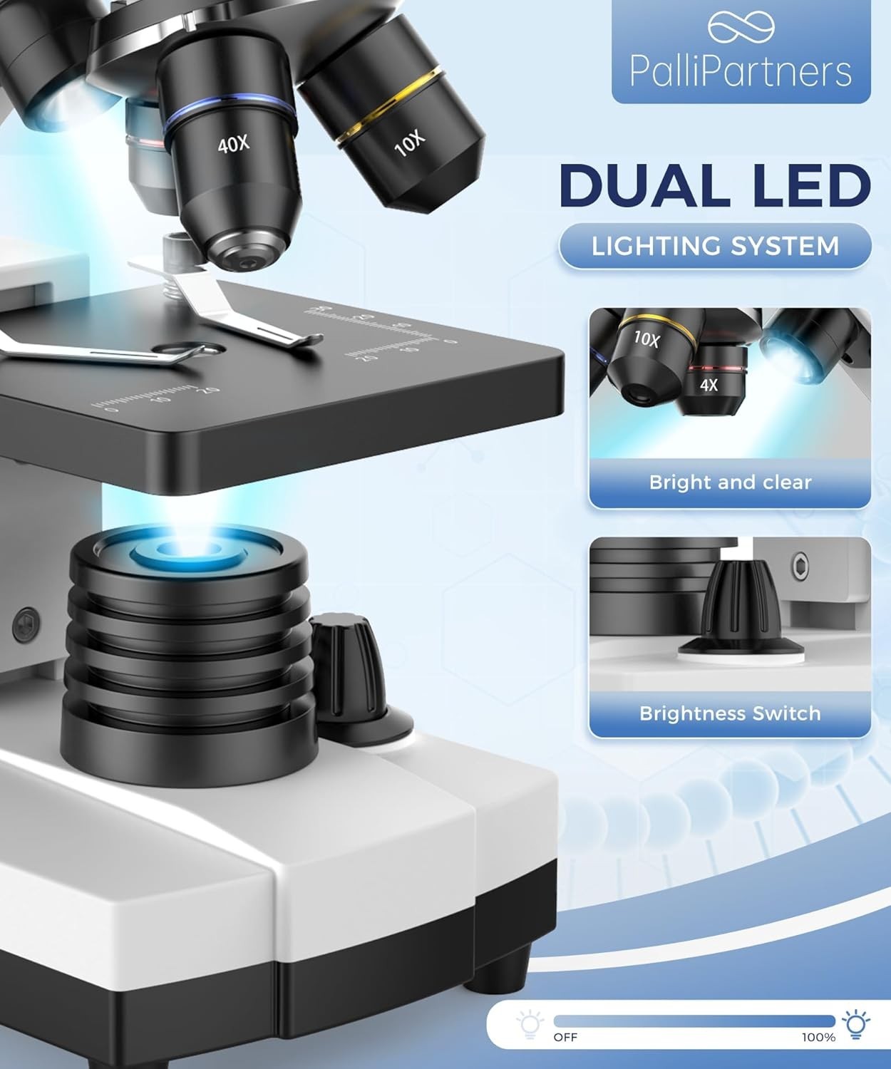 Educational Compound Microscope for Students - 2000X Magnification with Slides