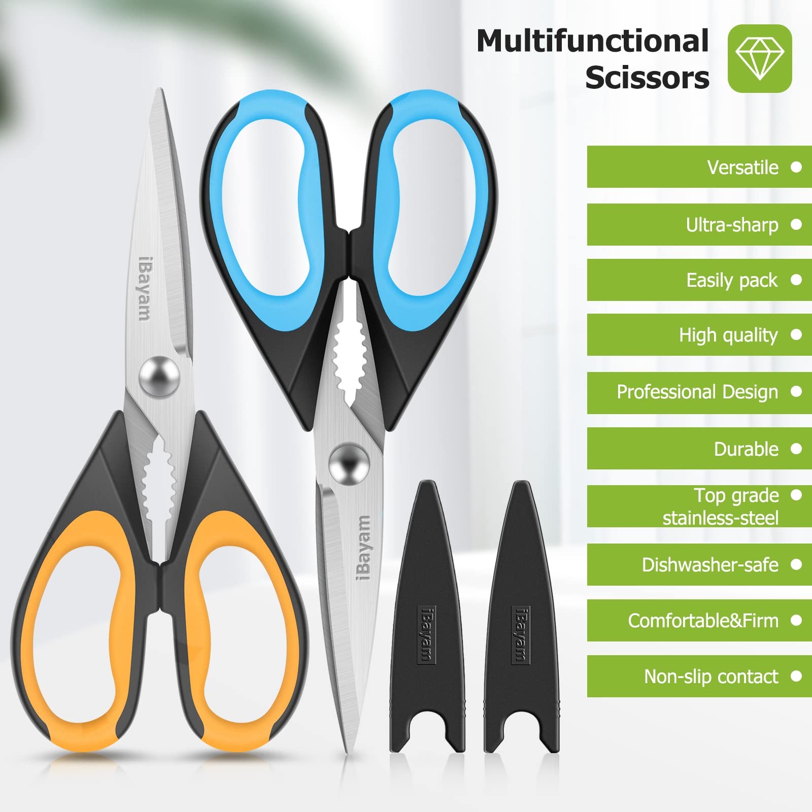 Kitchen Scissors, 2-Pack 8.7" Kitchen Shears Heavy Duty All Purpose